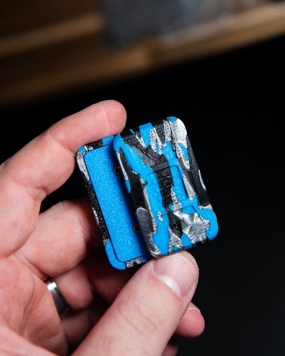 Delta Ergo Tile Fidget Slider - Tiger Camo Black/Silver/Blue Plastic