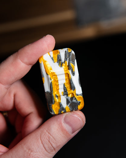 Delta Ergo Tile Fidget Slider - Tiger Camo White/Silver/Gold Plastic