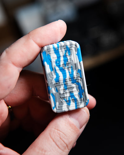 Delta Tile Fidget Slider - Tiger Camo White/Grey/Blue [BLEM]