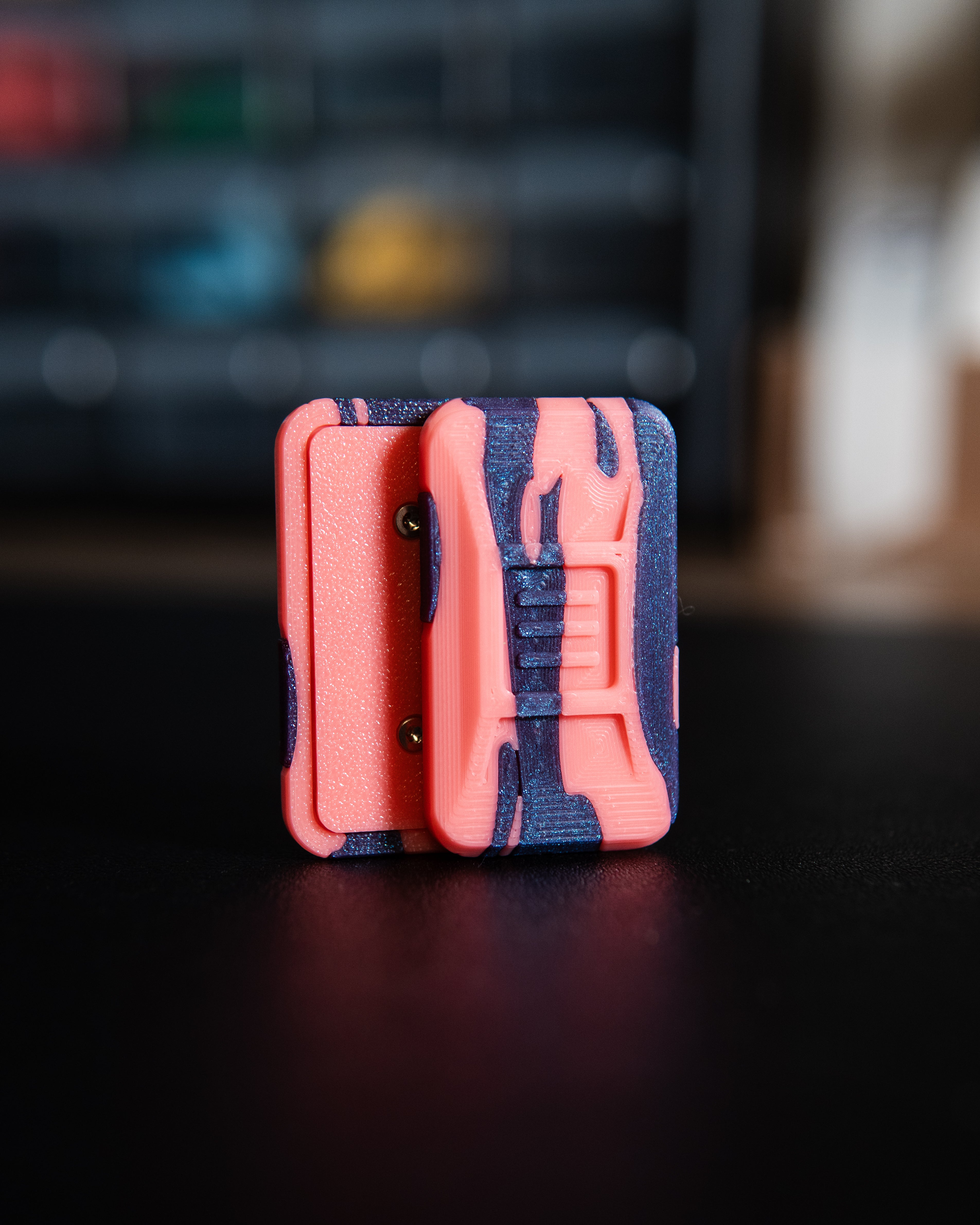 Delta Ergo Tile Fidget Slider - Tiger Camo, Pink/Galaxy Purple