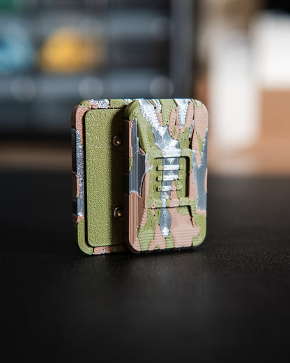 Delta Ergo Tile Fidget Slider - Tiger Camo, Brown/OD Green/Silver Silk