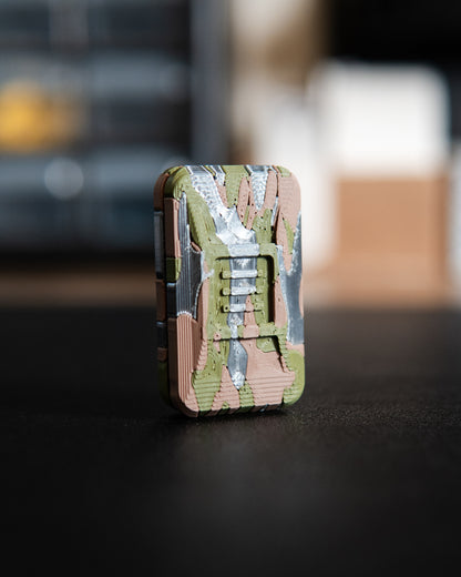 Delta Ergo Tile Fidget Slider - Tiger Camo, Brown/OD Green/Silver Silk