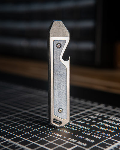 Alpha Titanium Prybar Inlay - Denim Micarta