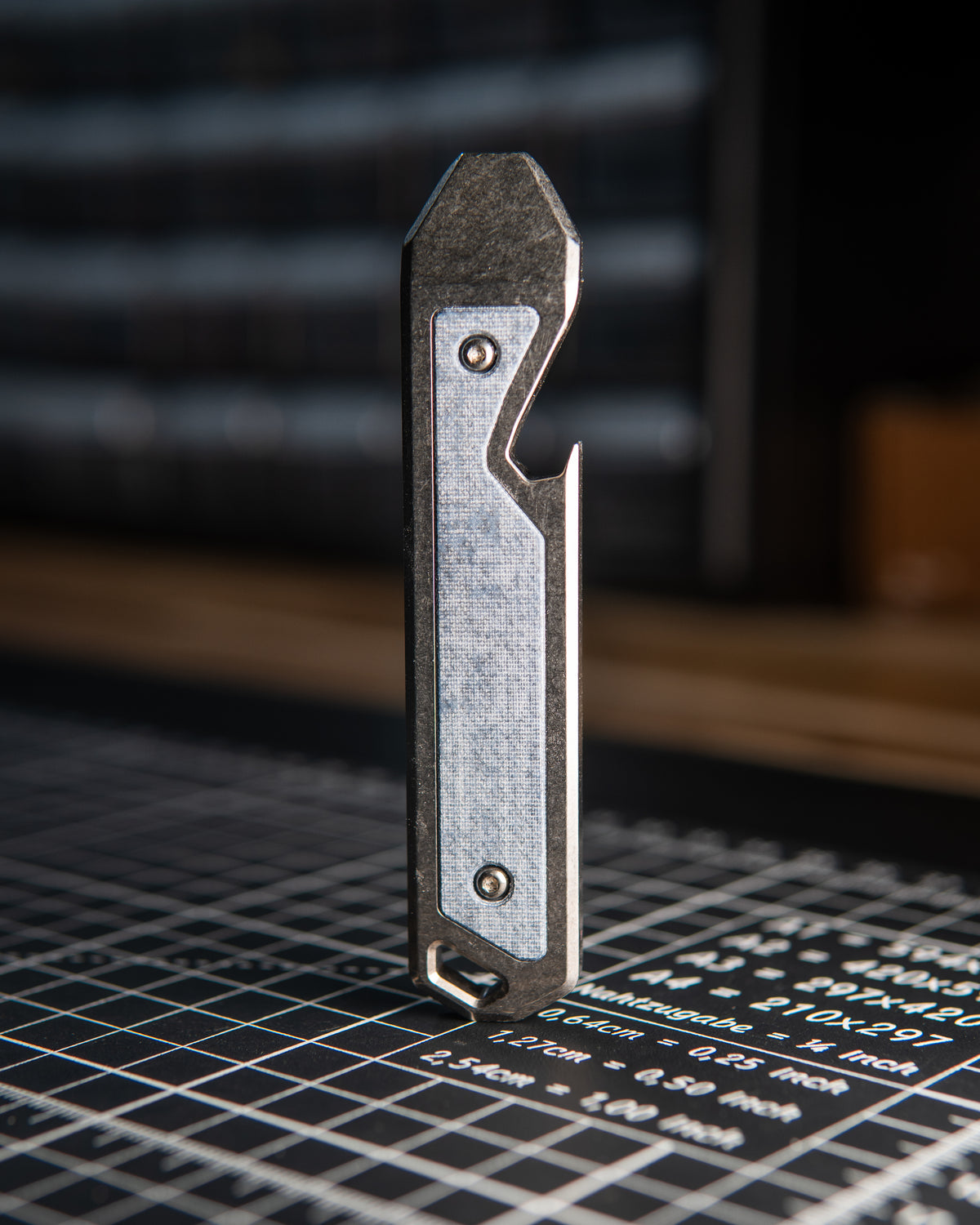 Alpha Titanium Prybar Inlay - Denim Micarta
