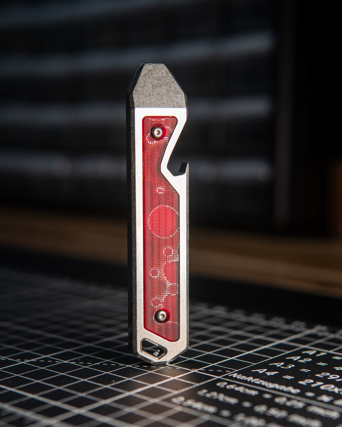 Alpha Titanium Prybar Inlay - Raffir Red Alume Moon Composite