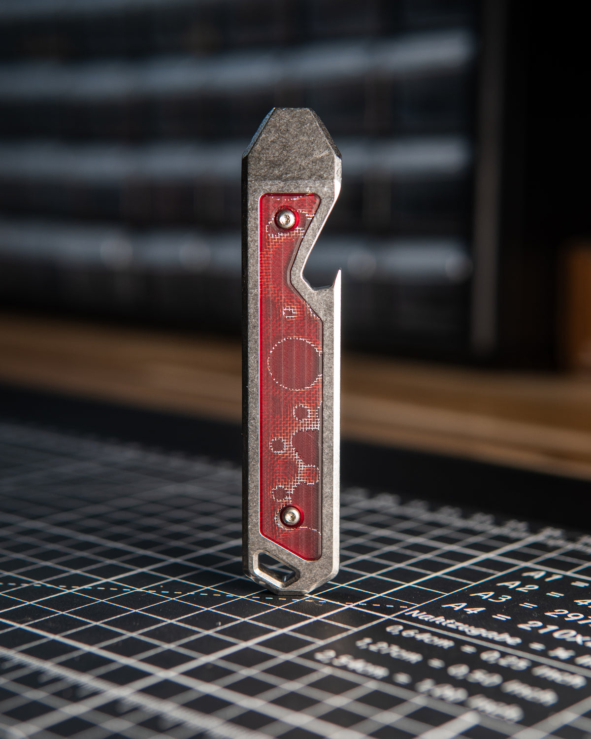 Alpha Titanium Prybar Inlay - Raffir Red Alume Moon Composite