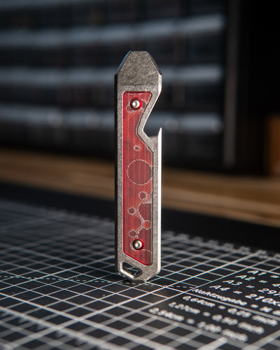 Alpha Titanium Prybar Inlay - Raffir Red Alume Moon Composite