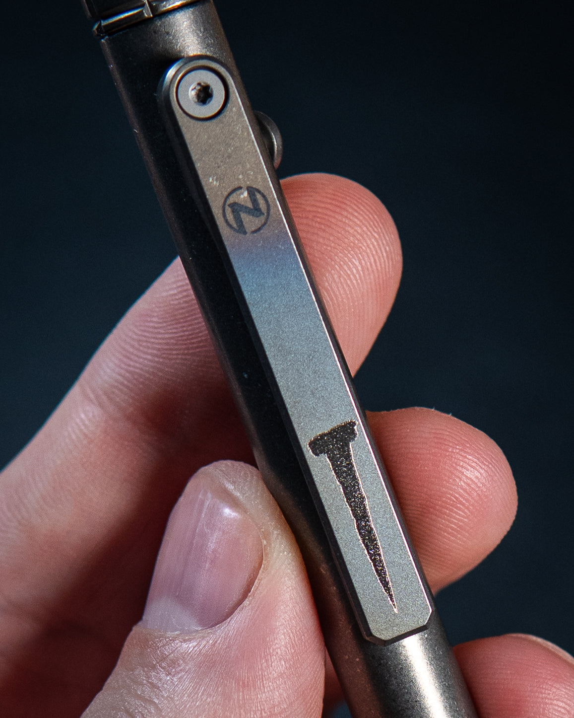 The Axial - Titanium Bolt-Action Fidget Pen, Burnt Frag (JRW Collab)
