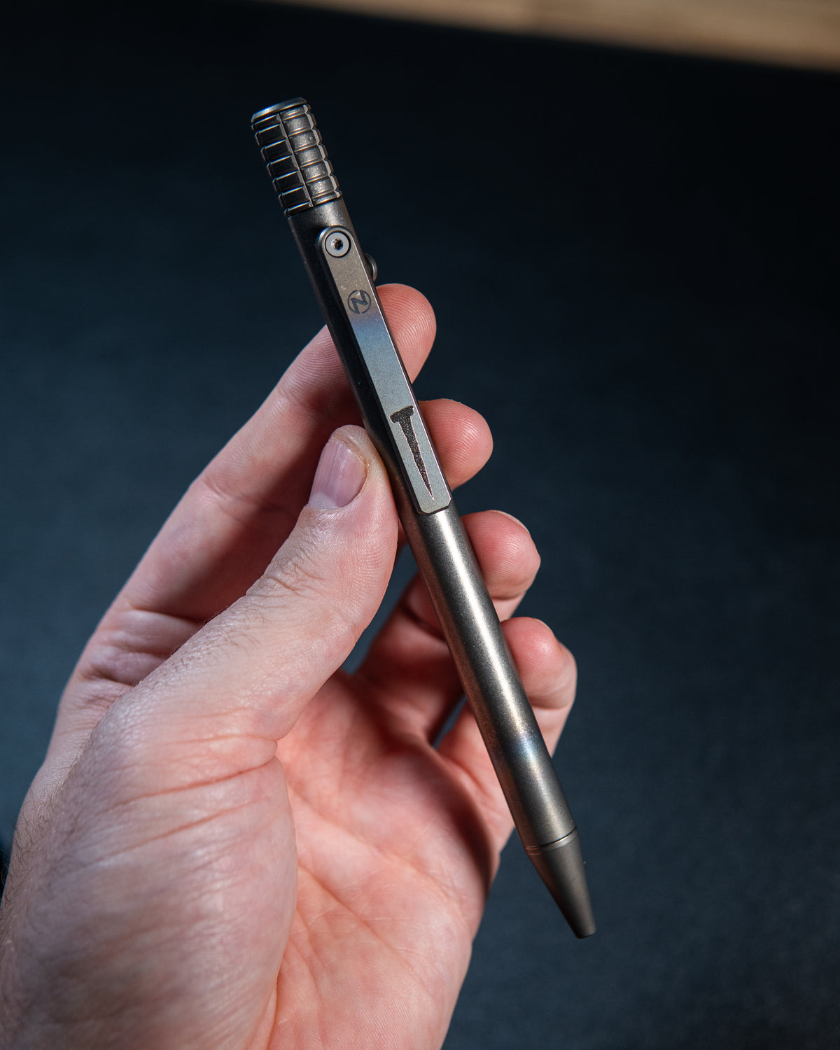 The Axial - Titanium Bolt-Action Fidget Pen, Burnt Frag (JRW Collab)