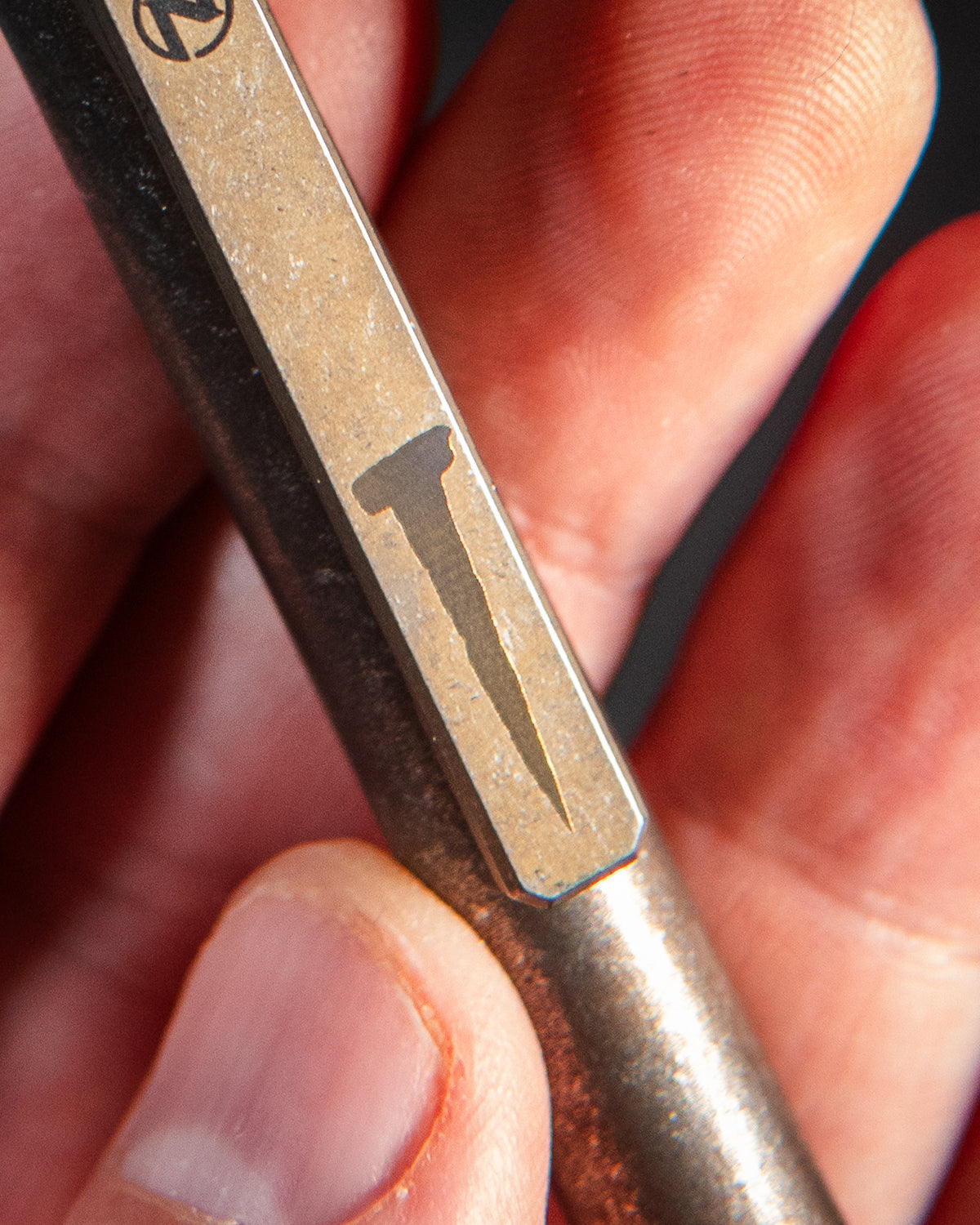 The Axial - Titanium Bolt-Action Fidget Pen, Rusty Nail (JRW Collab)