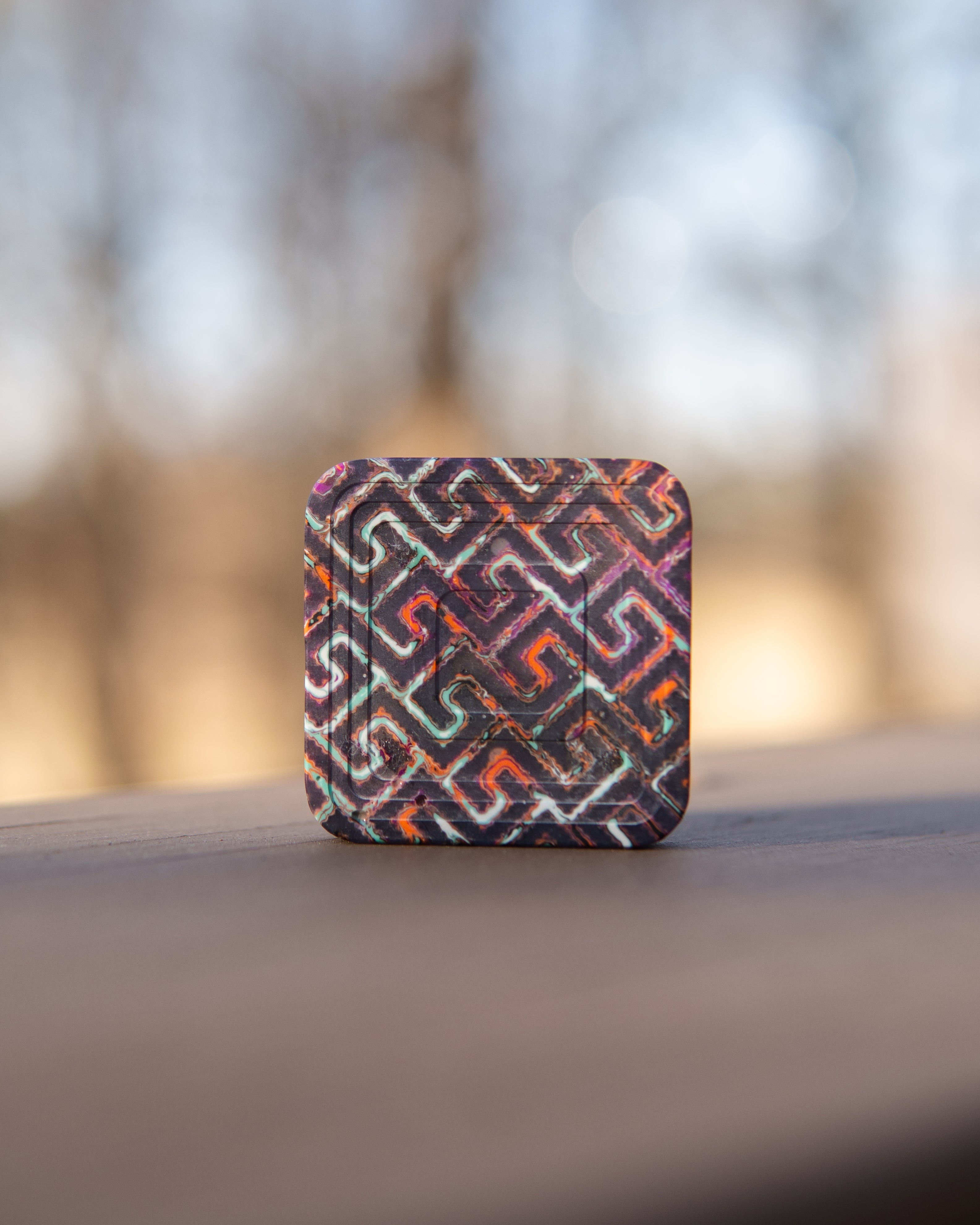 Mini Tile Fidget Slider - Maker's Choice, Aztec Code Resin