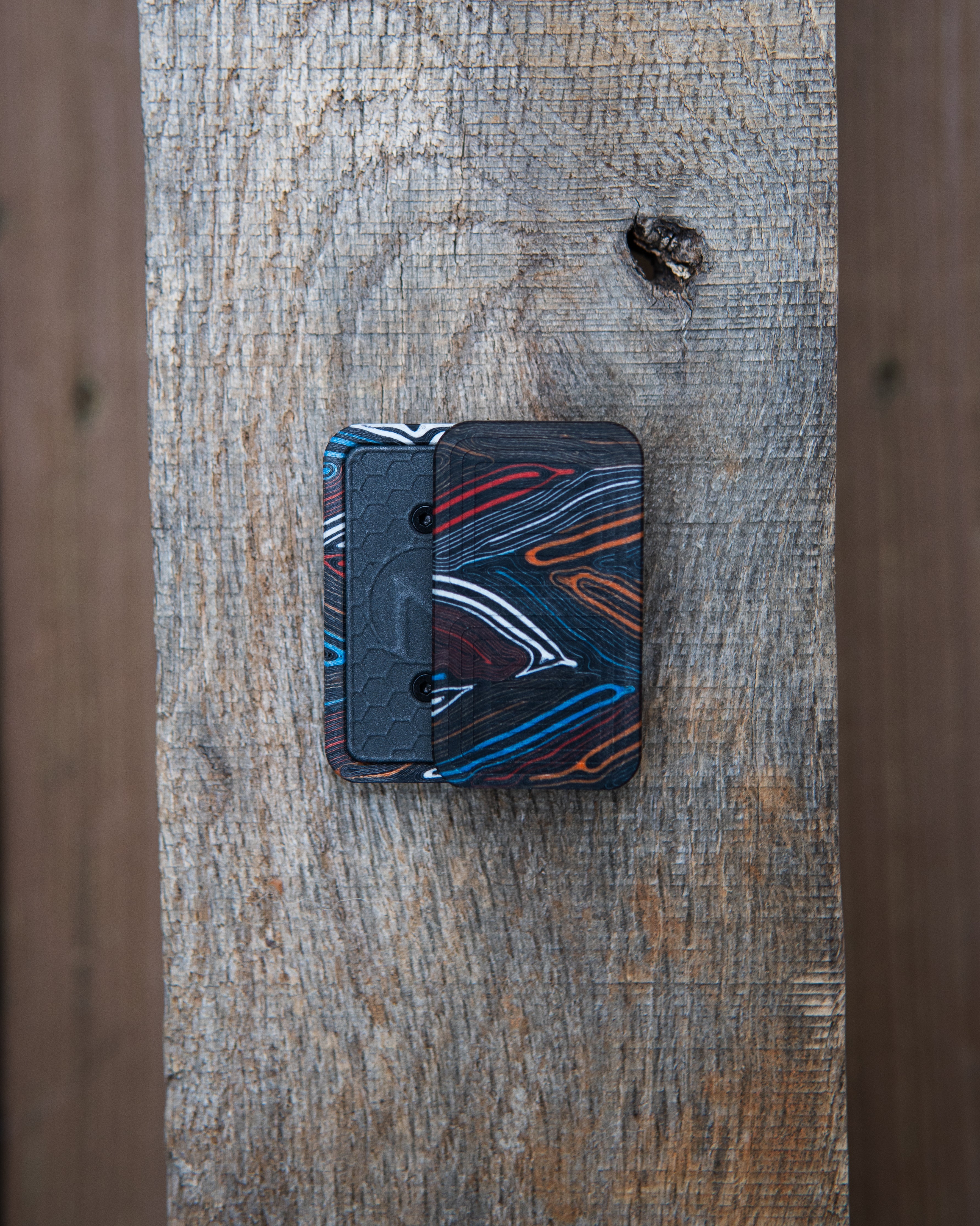 Delta Tile Fidget Slider - Maker's Choice, Damascus G10 Multi-Color