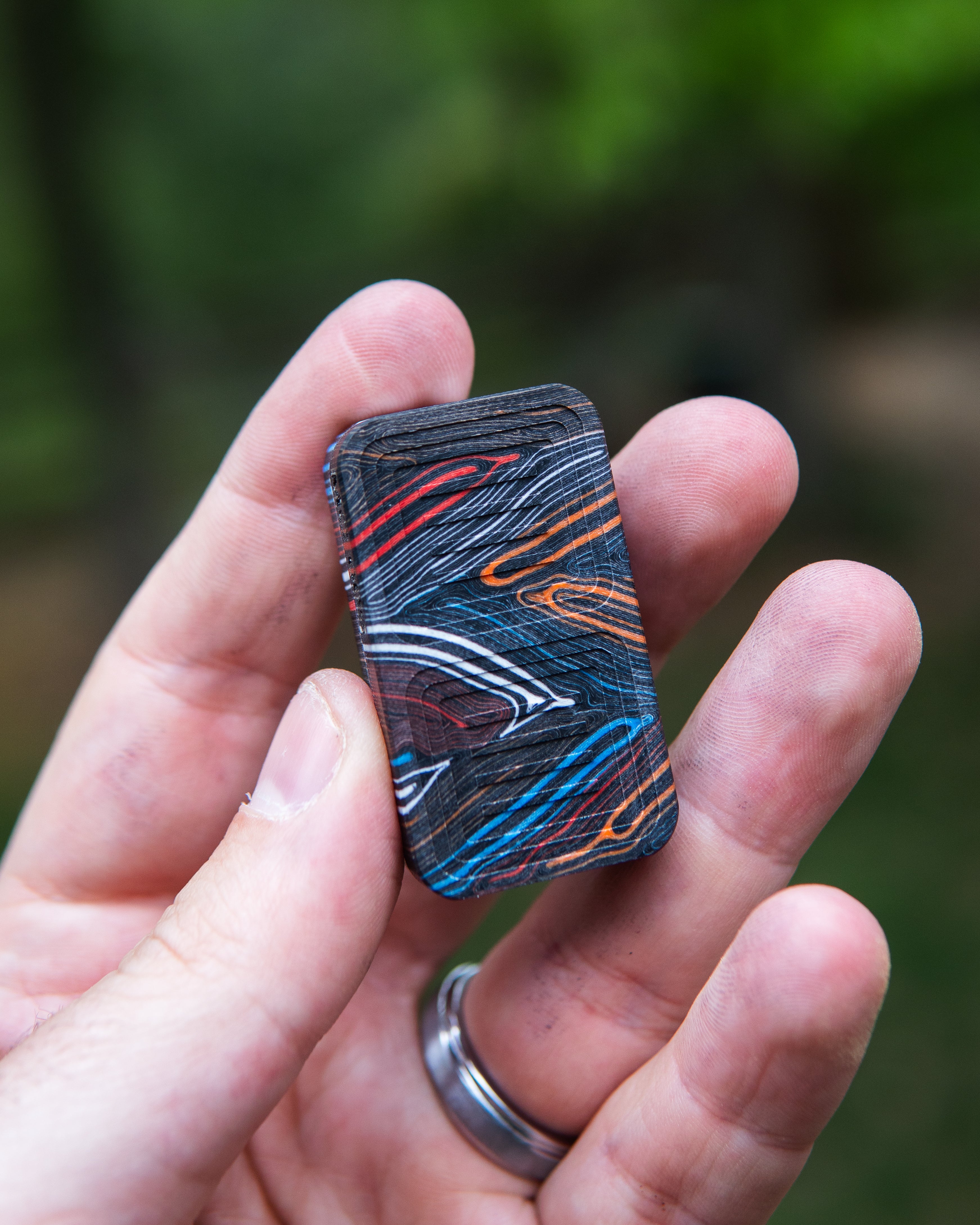 Delta Tile Fidget Slider - Maker's Choice, Damascus G10 Multi-Color