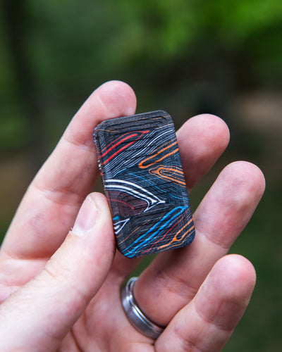 Delta Tile Fidget Slider - Maker's Choice, Damascus G10 Multi-Color