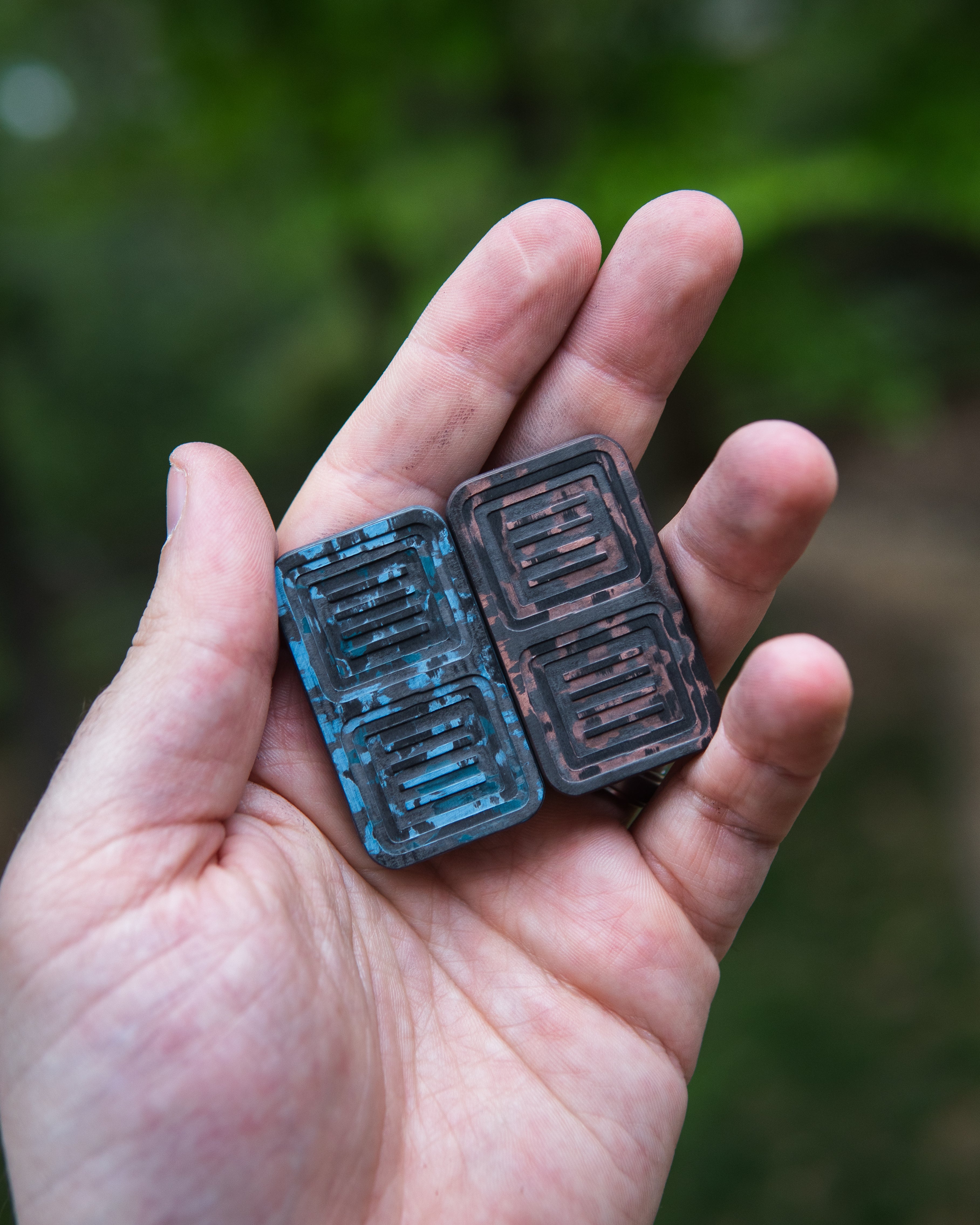 Delta Tile Fidget Slider - Maker's Choice, Arctic Storm x Copper Carbon Fiber