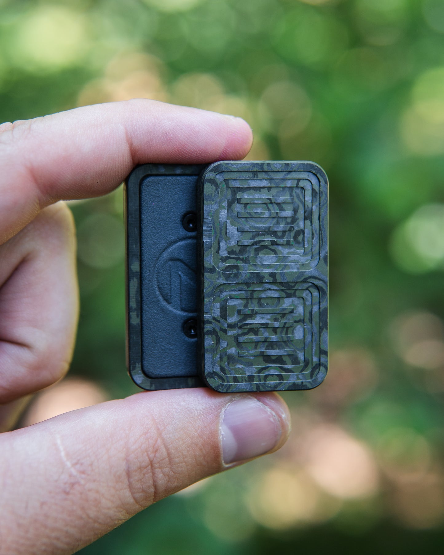 Delta Tile Fidget Slider - Maker's Choice, Forest Eye Carbon Fiber
