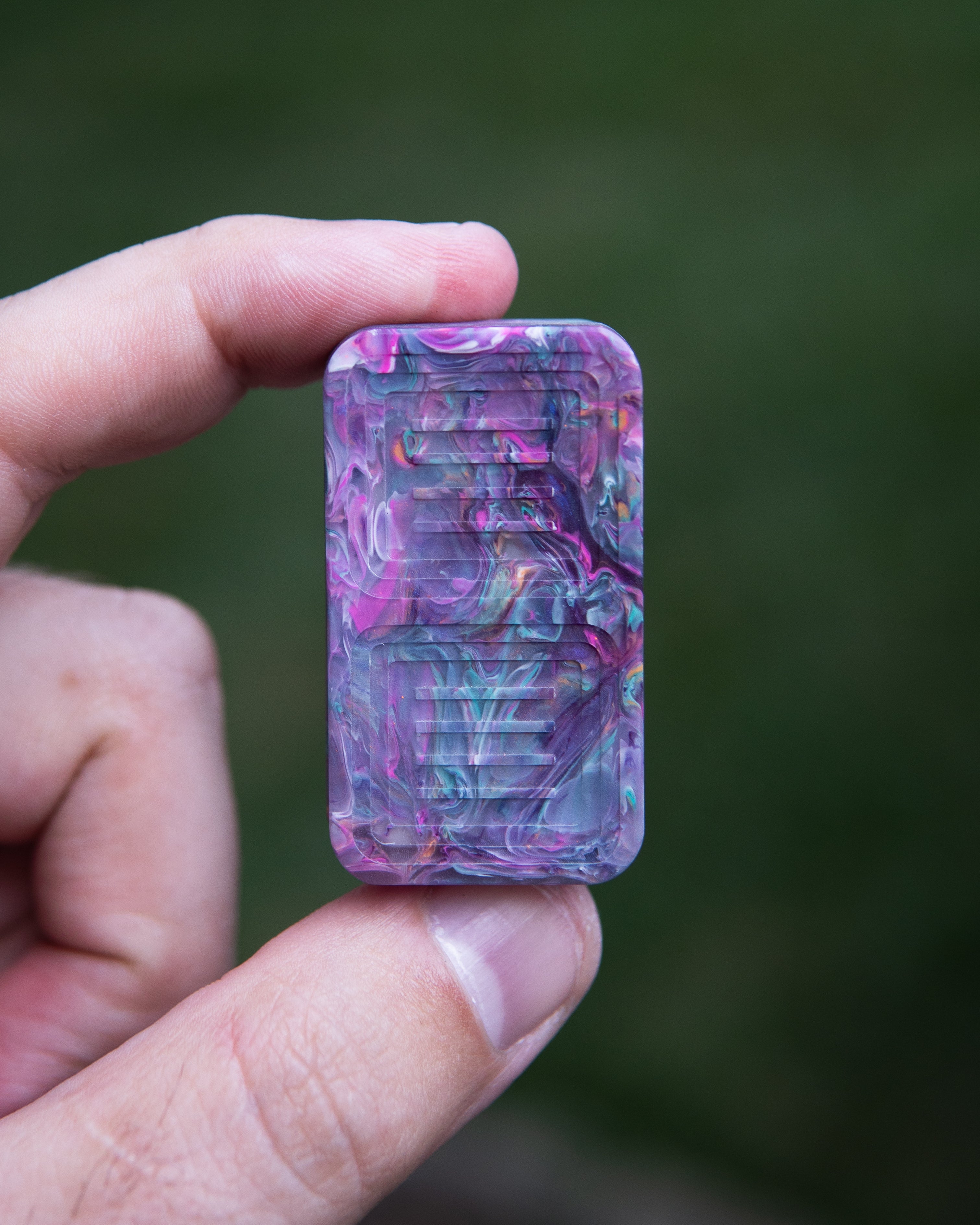 Delta Tile Fidget Slider - Maker's Choice, Dank Blanks Purple Teal Pink Swirl