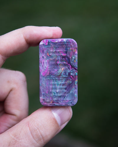 Delta Tile Fidget Slider - Maker's Choice, Dank Blanks Purple Teal Pink Swirl