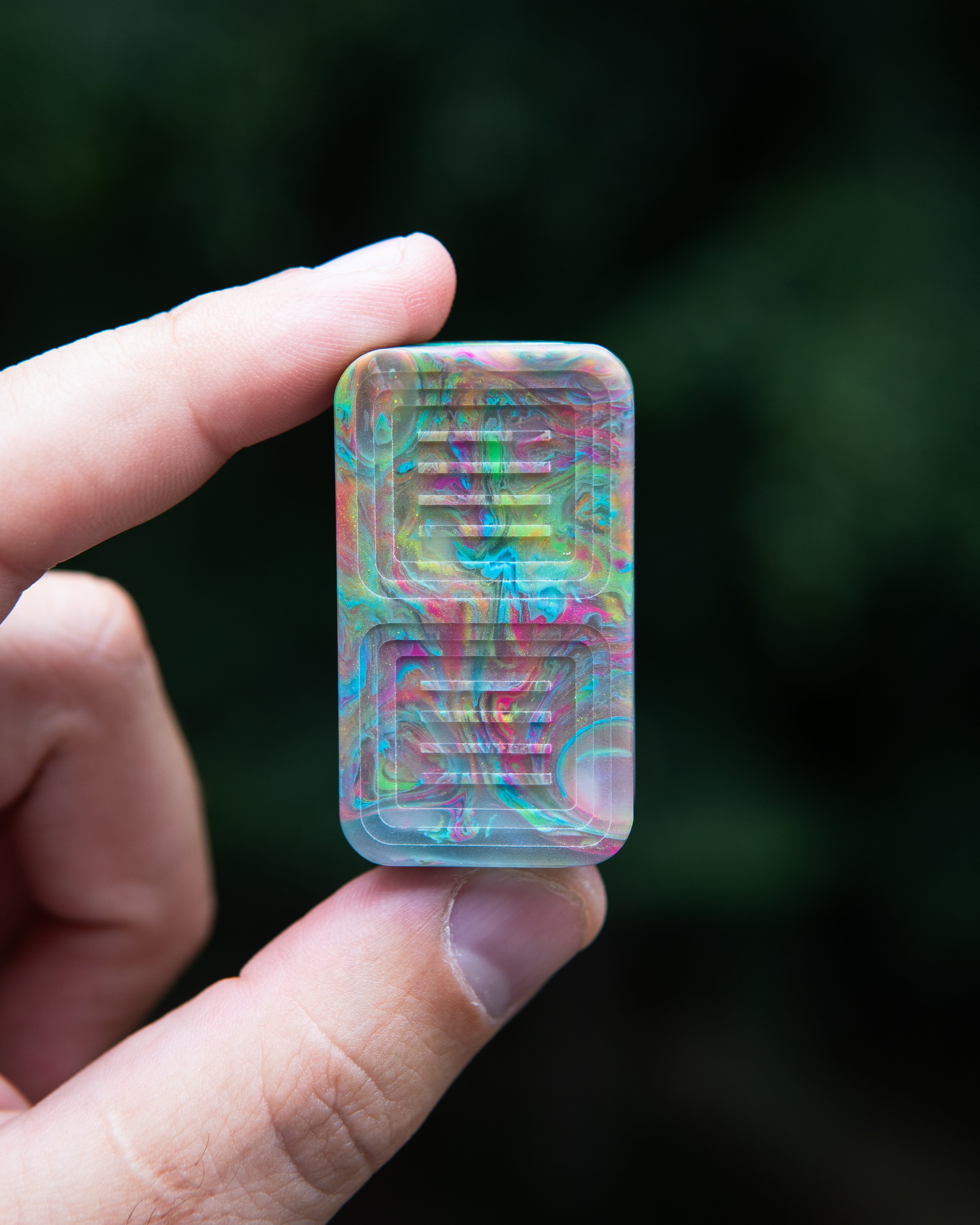 Delta Tile Fidget Slider - Maker's Choice, Dank Blanks Multi Color Swirl
