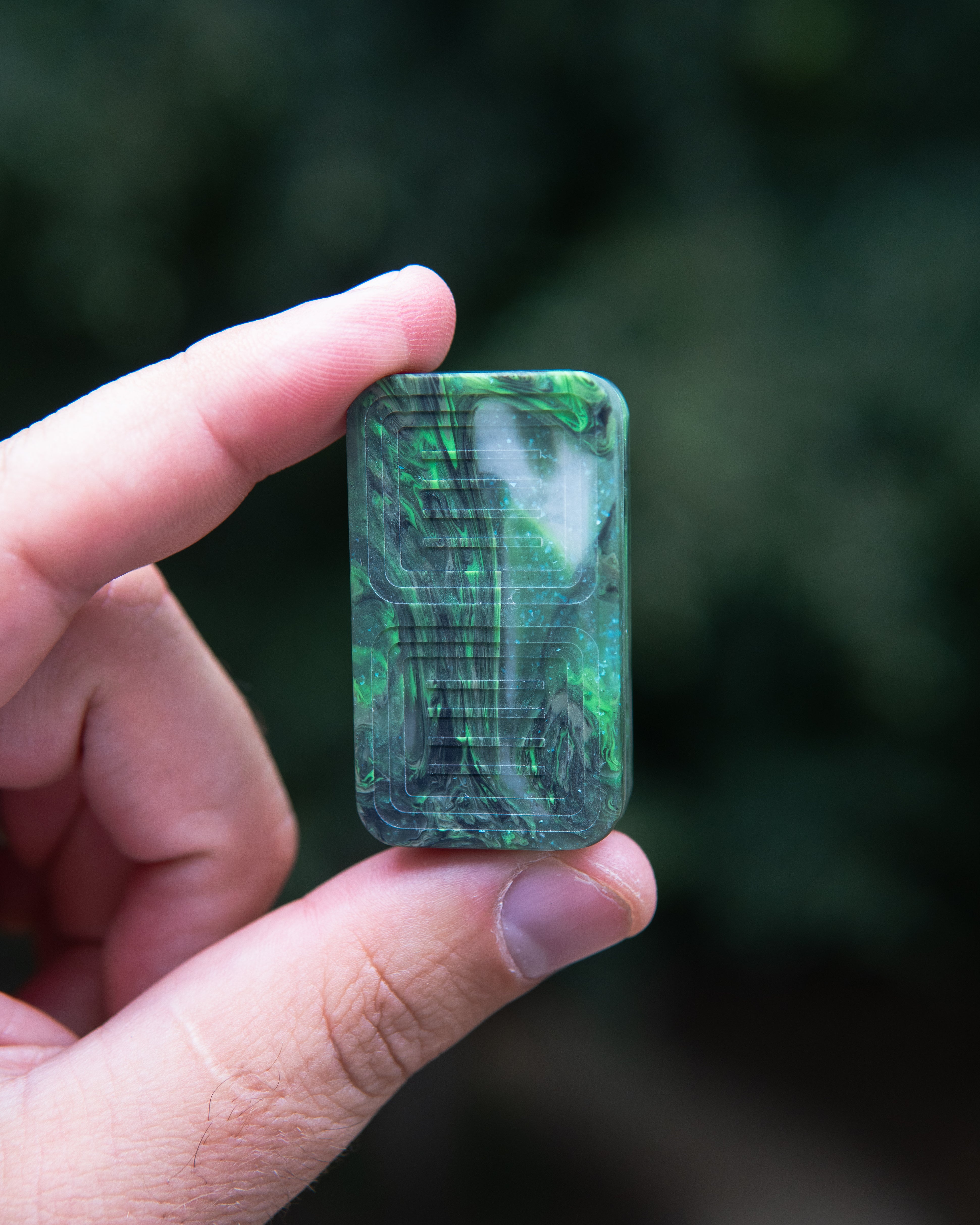 Delta Tile Fidget Slider - Maker's Choice, Dank Blanks Green/Clear Sparkle Swirl