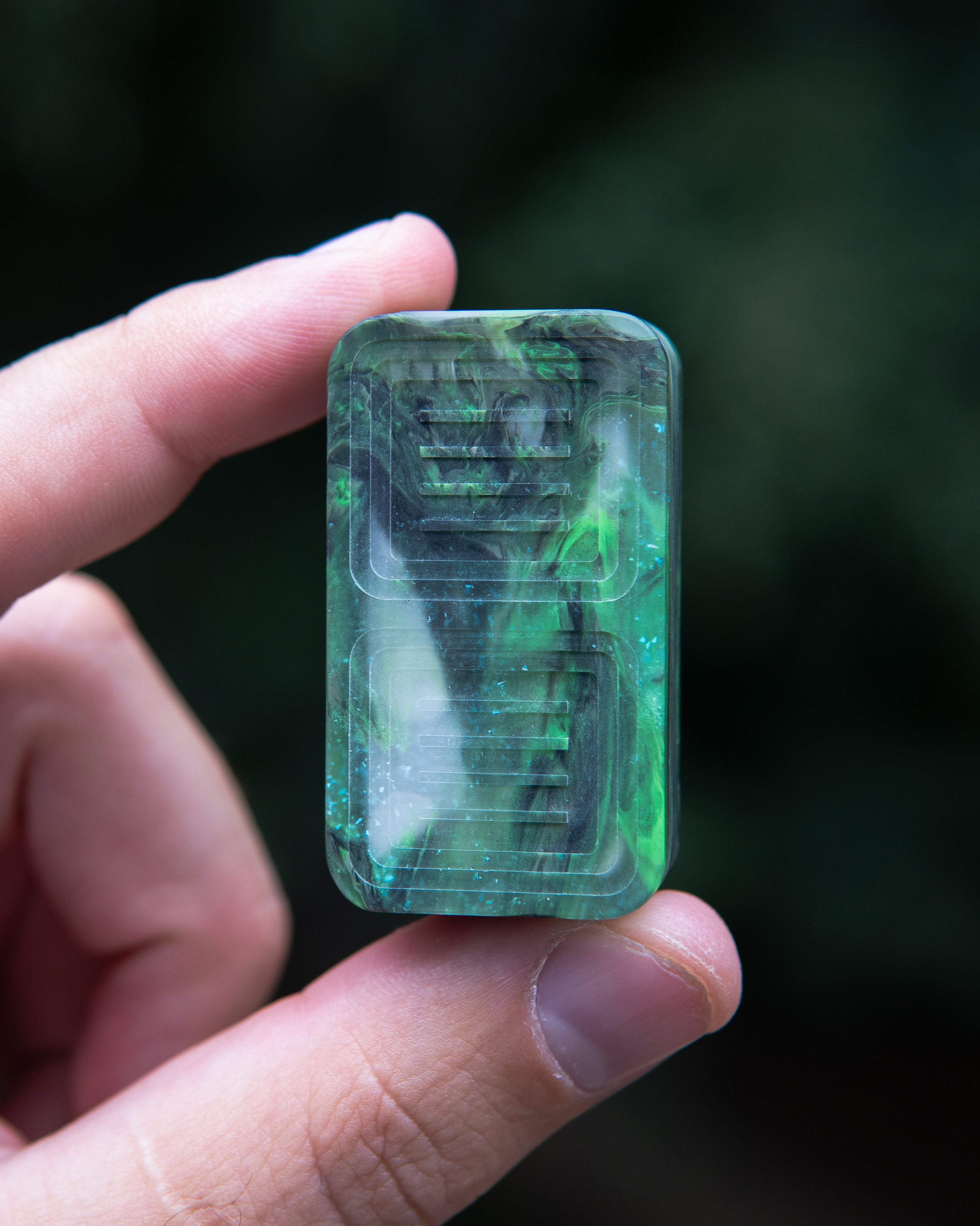 Delta Tile Fidget Slider - Maker's Choice, Dank Blanks Green/Clear Sparkle Swirl