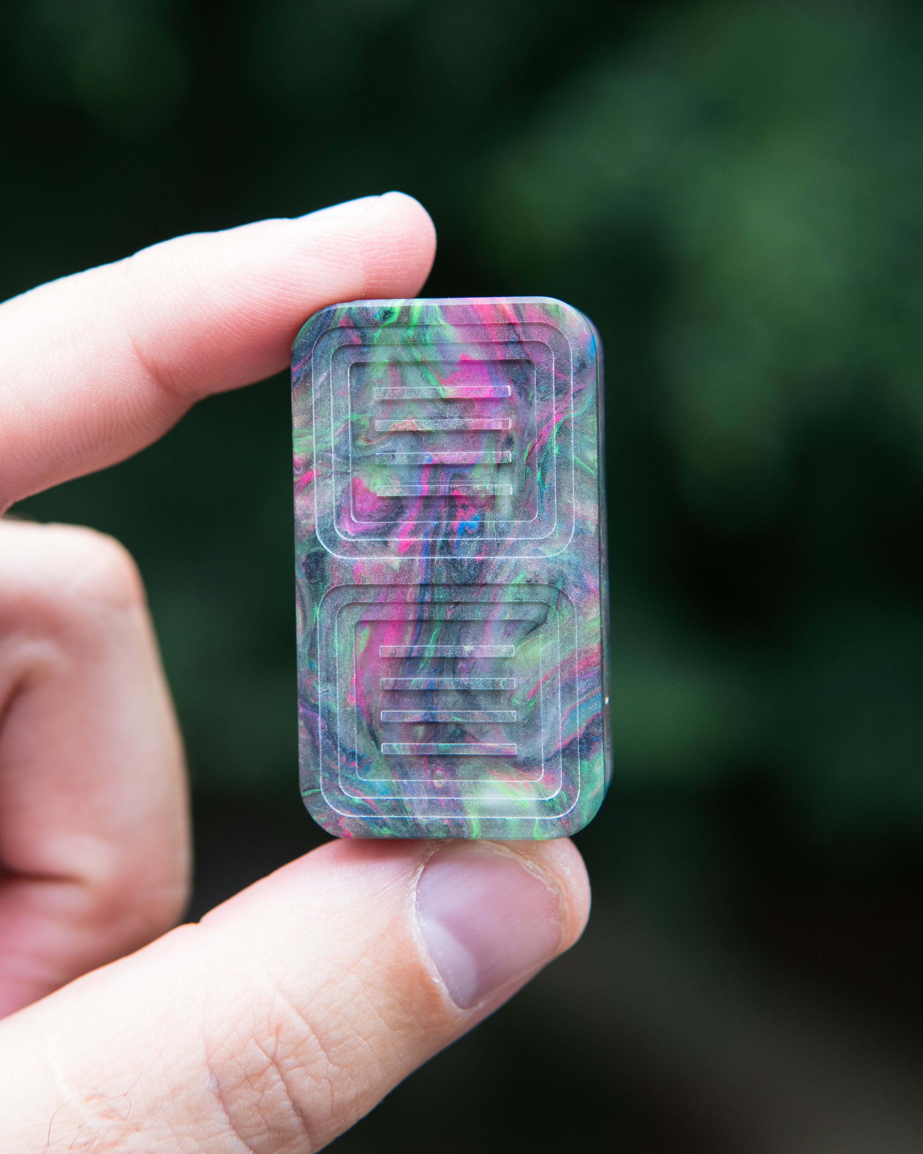 Delta Tile Fidget Slider - Maker's Choice, Dank Blanks Dark Multi-Color Swirl