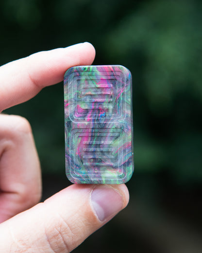 Delta Tile Fidget Slider - Maker's Choice, Dank Blanks Dark Multi-Color Swirl