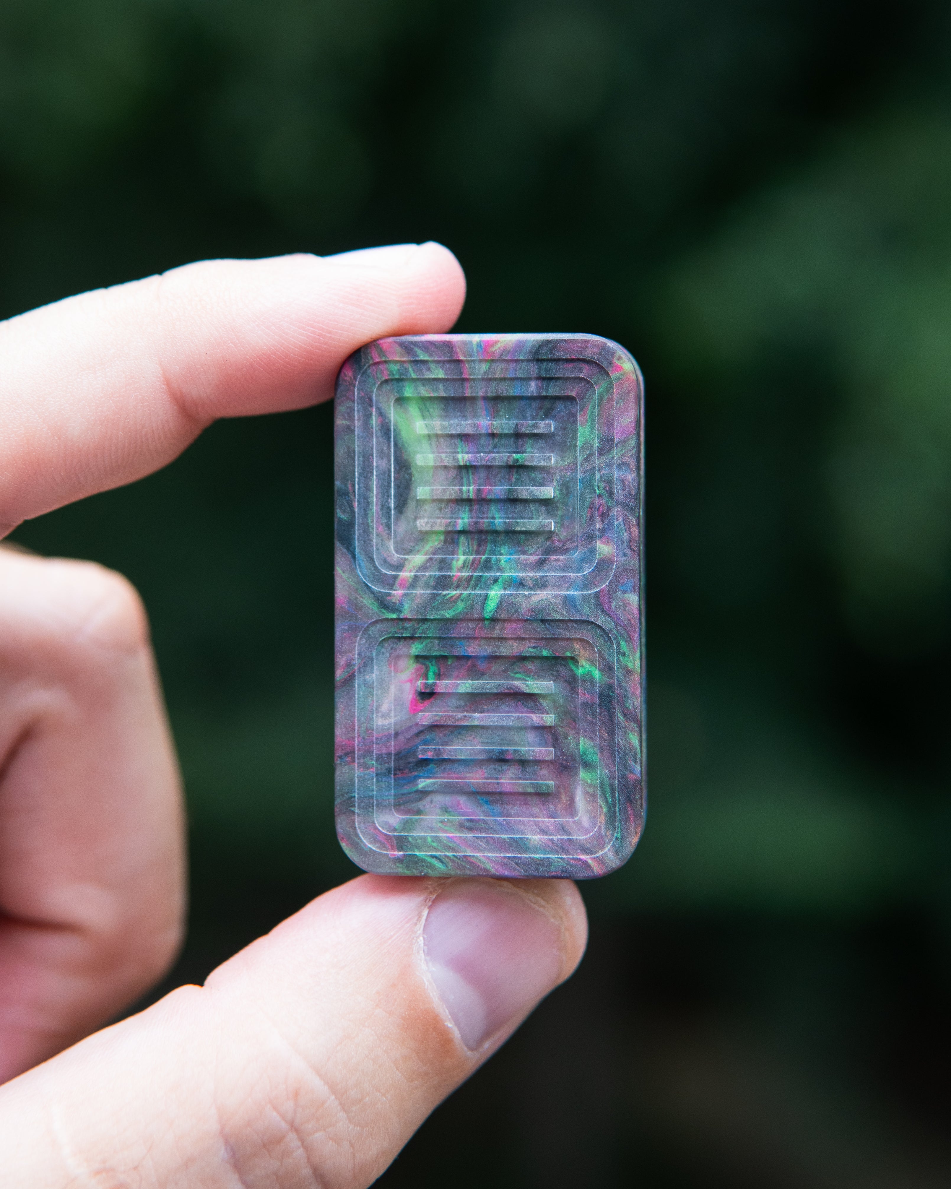 Delta Tile Fidget Slider - Maker's Choice, Dank Blanks Dark Multi-Color Swirl