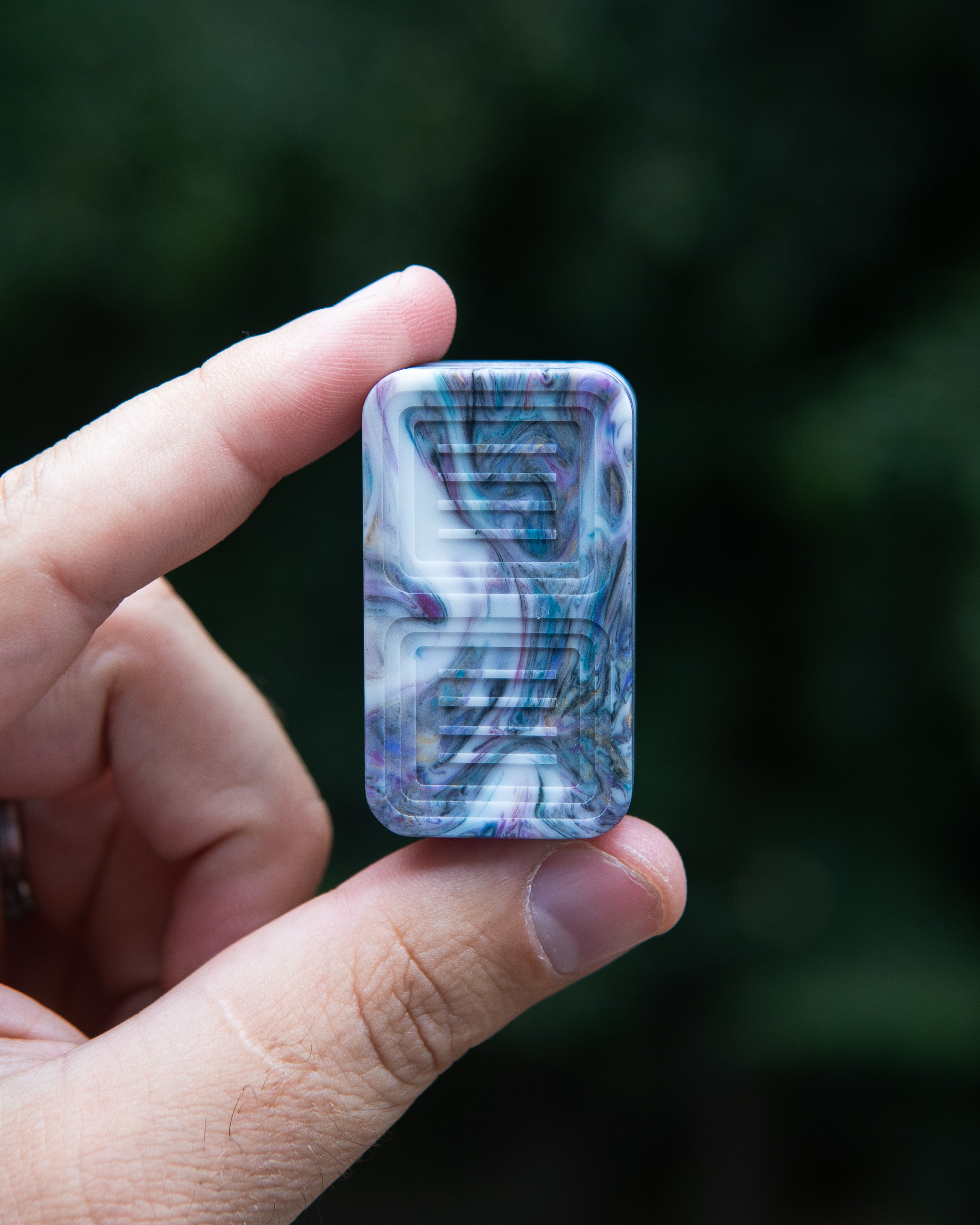Delta Tile Fidget Slider - Maker's Choice, Dank Blanks White Blue Purple Swirl