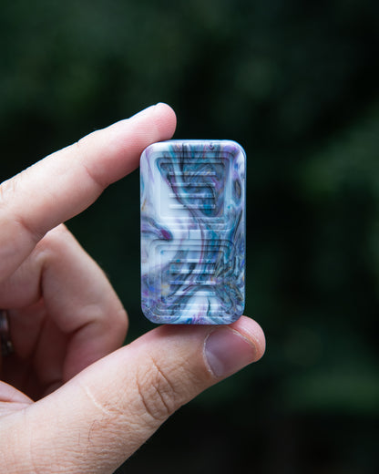 Delta Tile Fidget Slider - Maker's Choice, Dank Blanks White Blue Purple Swirl