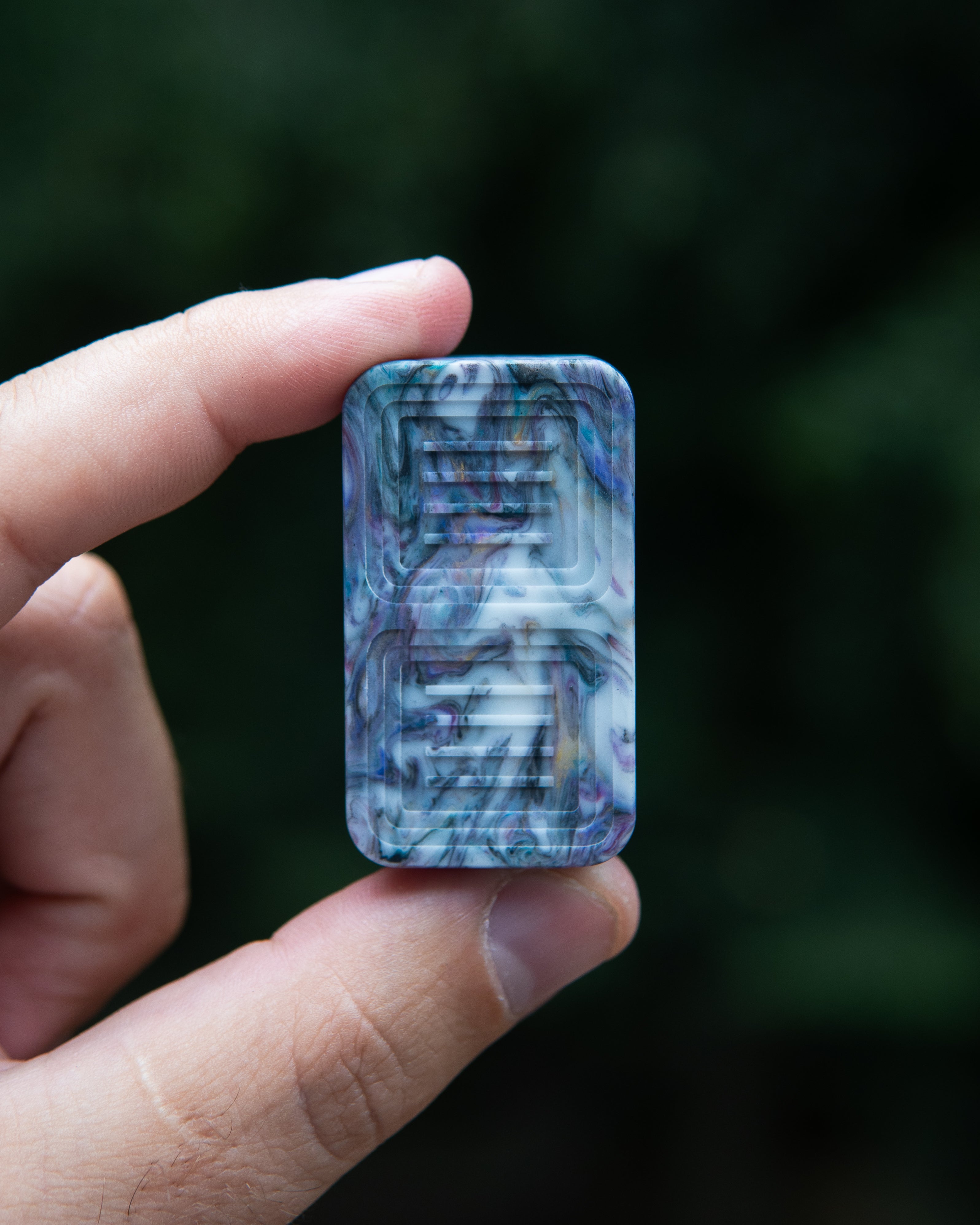 Delta Tile Fidget Slider - Maker's Choice, Dank Blanks White Blue Purple Swirl