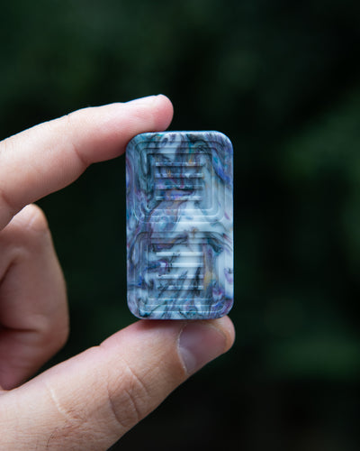 Delta Tile Fidget Slider - Maker's Choice, Dank Blanks White Blue Purple Swirl