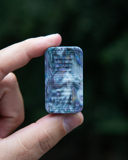 Delta Tile Fidget Slider - Maker's Choice, Dank Blanks White Blue Purple Swirl