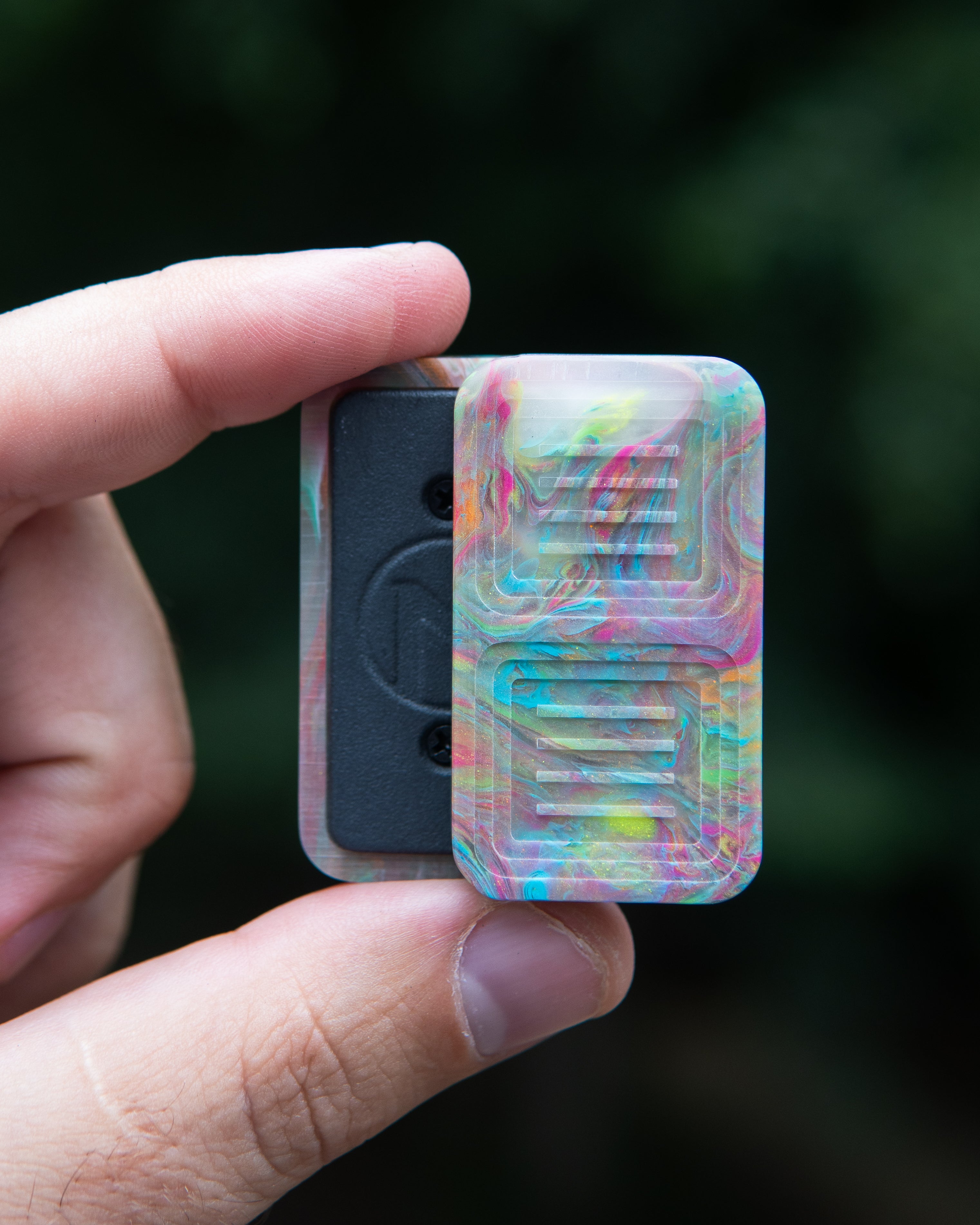 Delta Tile Fidget Slider - Maker's Choice, Dank Blanks Multi-Color Swirl