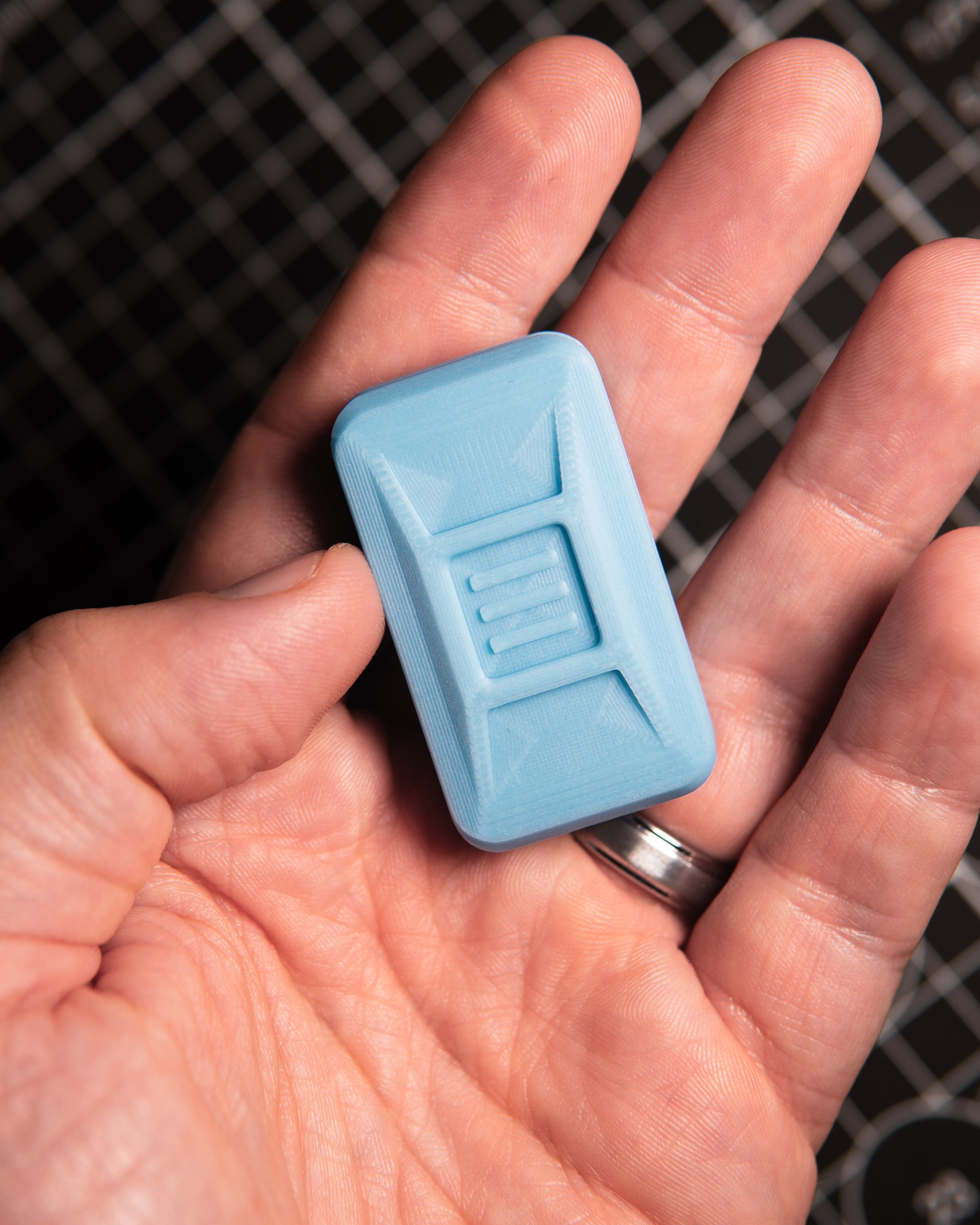Delta Ergo Tile Fidget Slider - Blue Glow Plastic