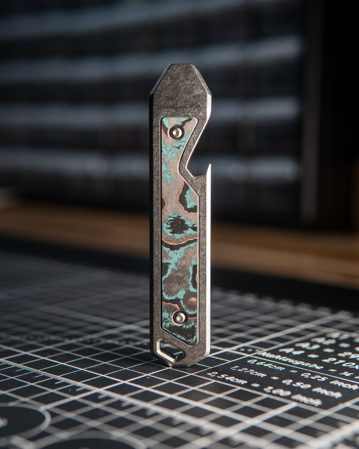 Alpha Titanium Prybar Inlay - Teal & Copper Carbon Fibrer