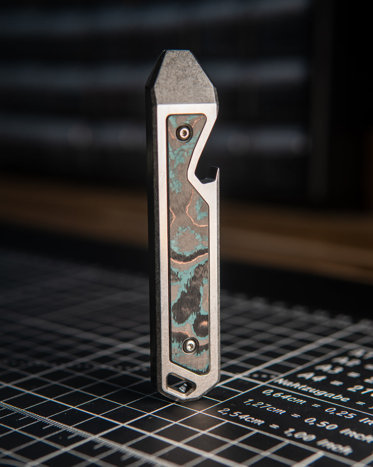 Alpha Titanium Prybar Inlay - Teal & Copper Carbon Fibrer