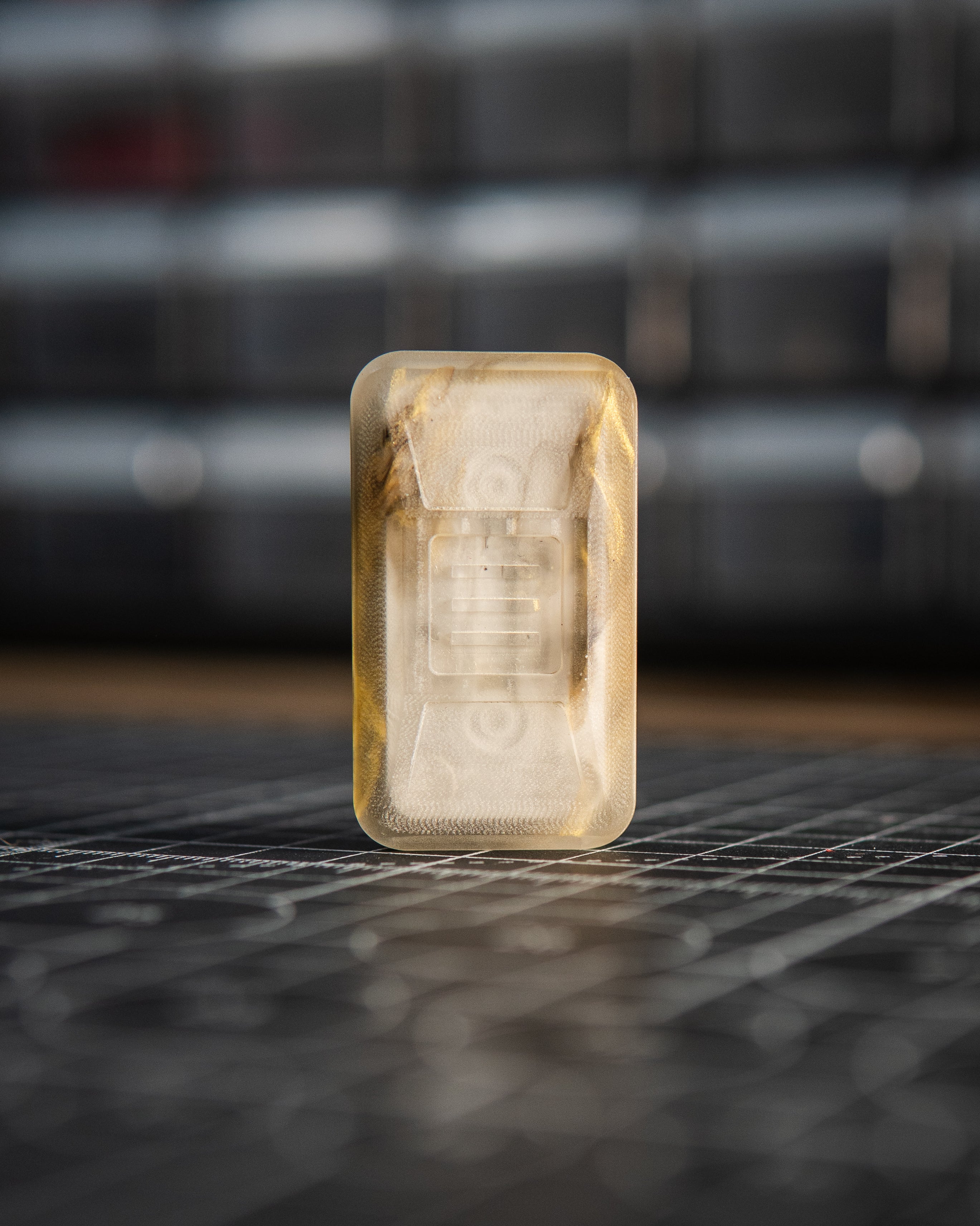 Delta Ergo Pro Tile Fidget Slider - Maker's Choice, Black & Gold Resin w/Crown Plates