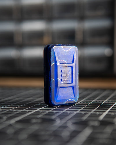 Delta Ergo Pro Tile Fidget Slider - Maker's Choice, Blue Raffir Alume Curly