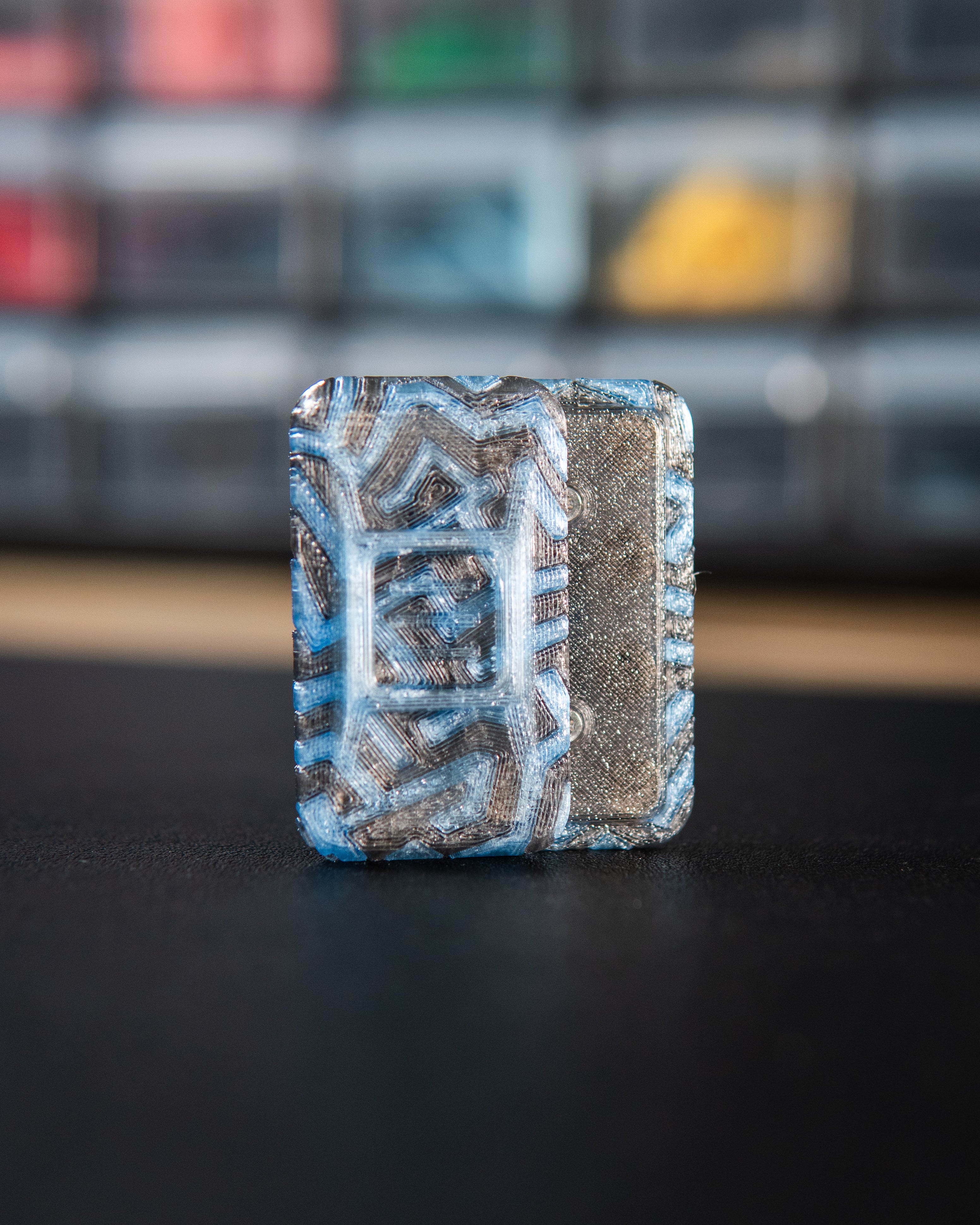 Delta Ergo Tile Fidget Slider - Metro Labyrinth, Translucent Blue/Grey