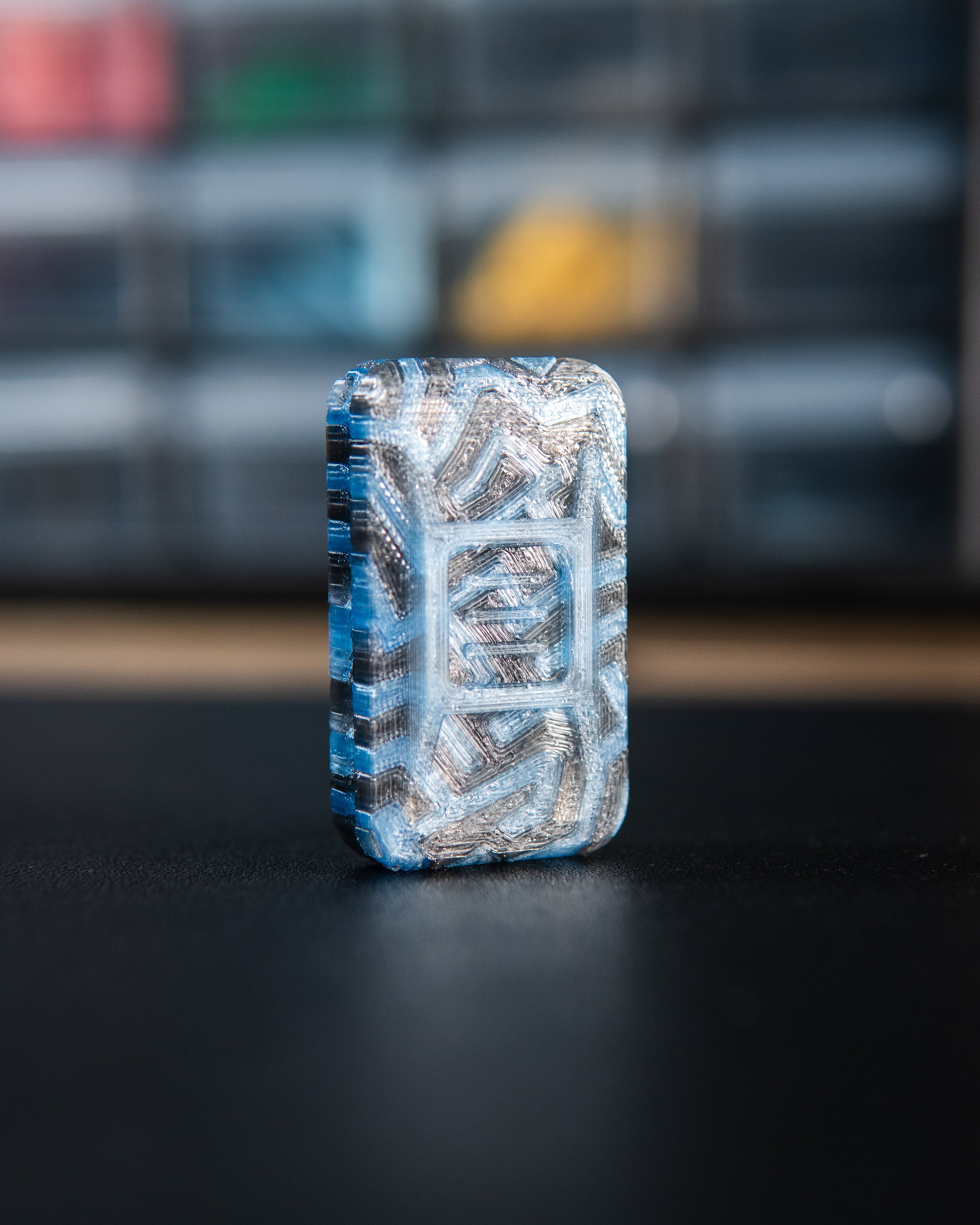 Delta Ergo Tile Fidget Slider - Metro Labyrinth, Translucent Blue/Grey