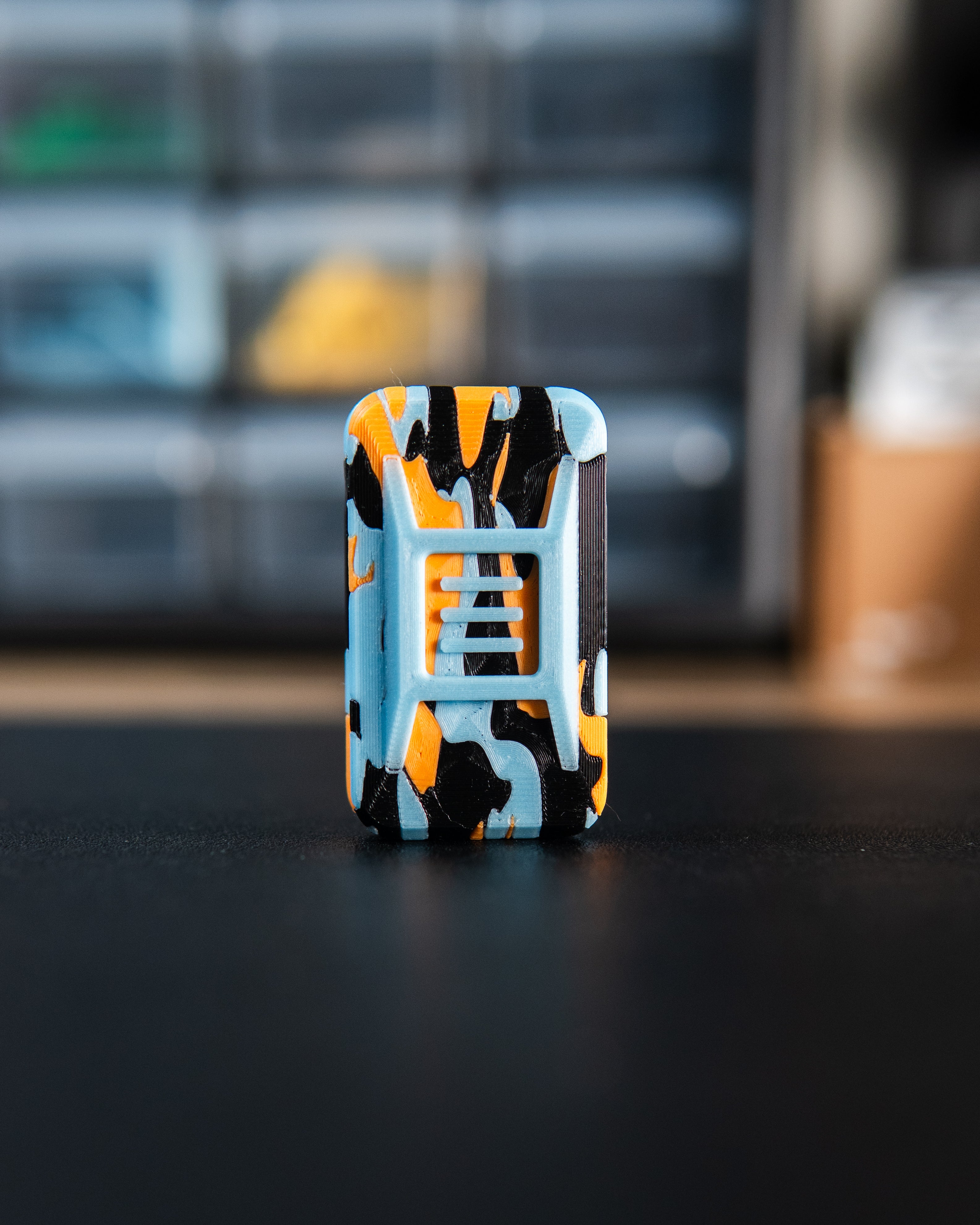 Delta Ergo Tile Fidget Slider - Tiger Camo Blue Glow/Black/Orange
