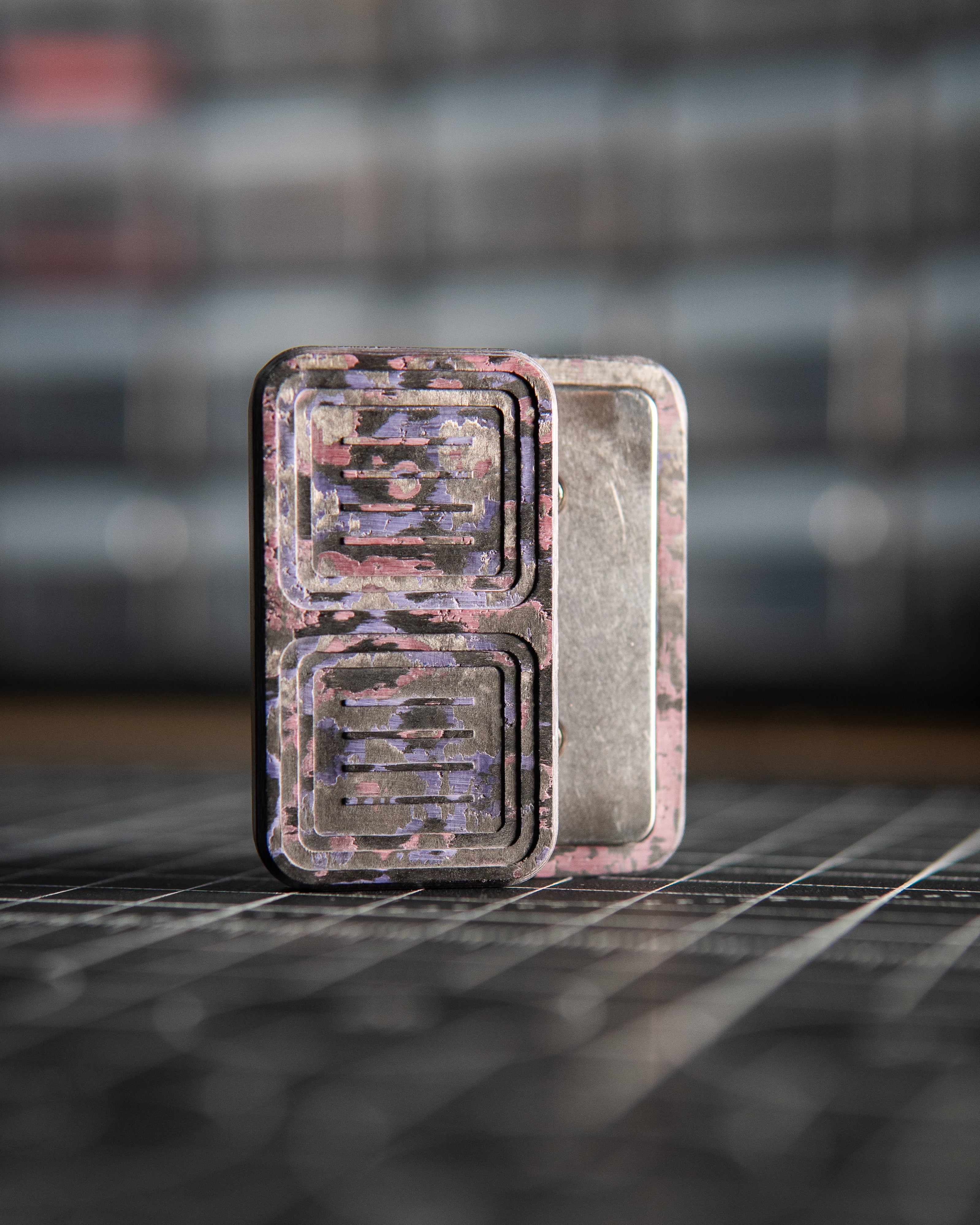 Delta Pro Tile Fidget Slider - Maker's Choice, Purple Haze Carbon Fiber w/Crown Tumbled Plates