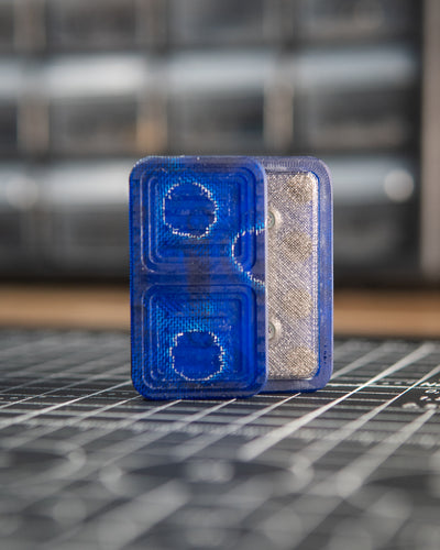 Delta Pro Tile Fidget Slider - Maker's Choice, Blue Raffir Alume Curly