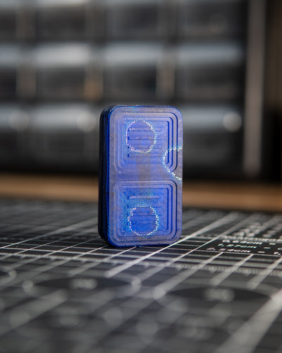 Delta Pro Tile Fidget Slider - Maker's Choice, Blue Raffir Alume Curly