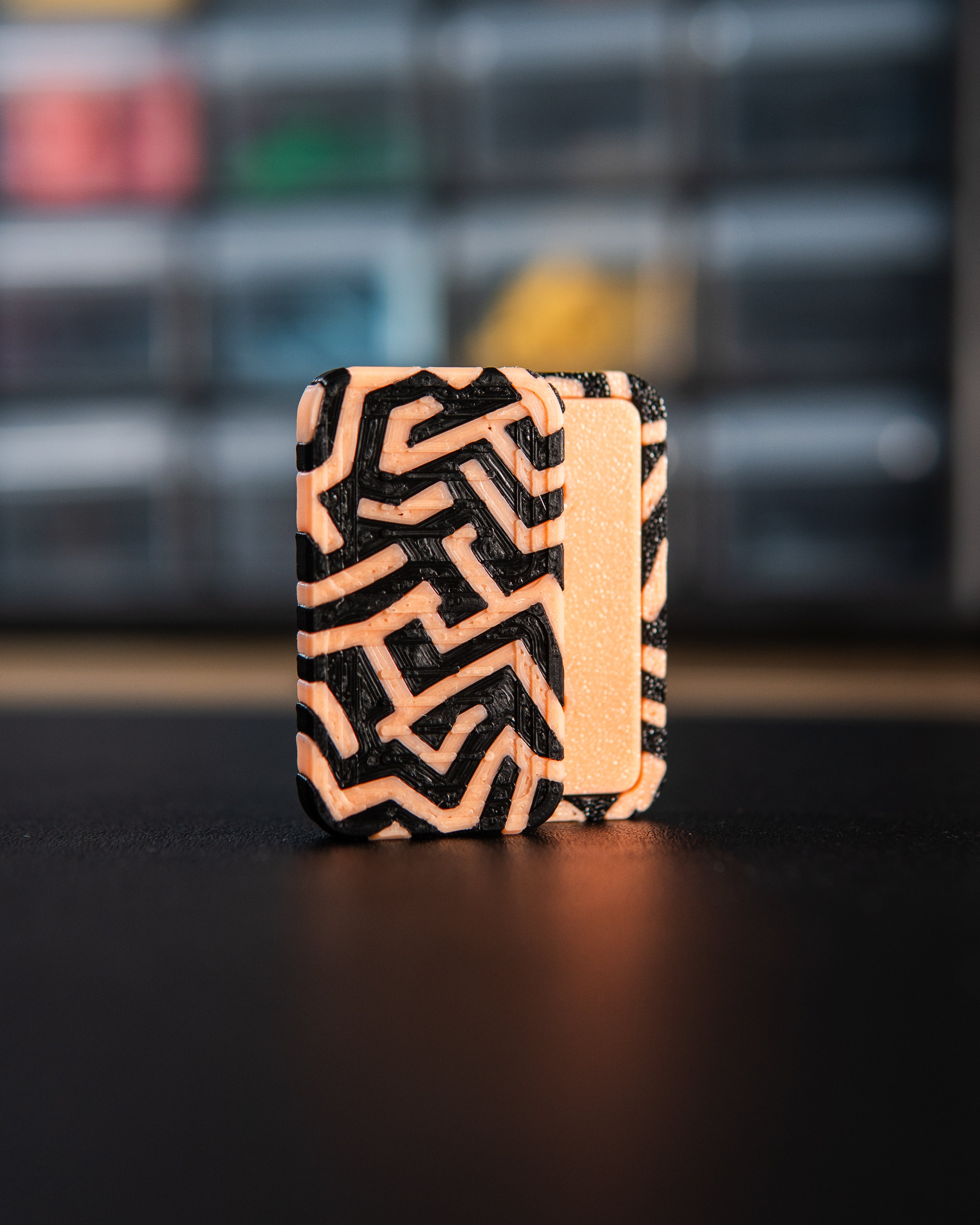 Delta Tile Fidget Slider - Metro Labyrinth, Glow Orange/Black