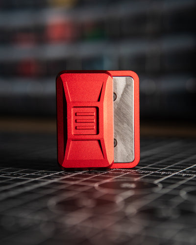 Delta Ergo Tile Fidget Slider - Maker's Choice, Aluminum Cherry Red