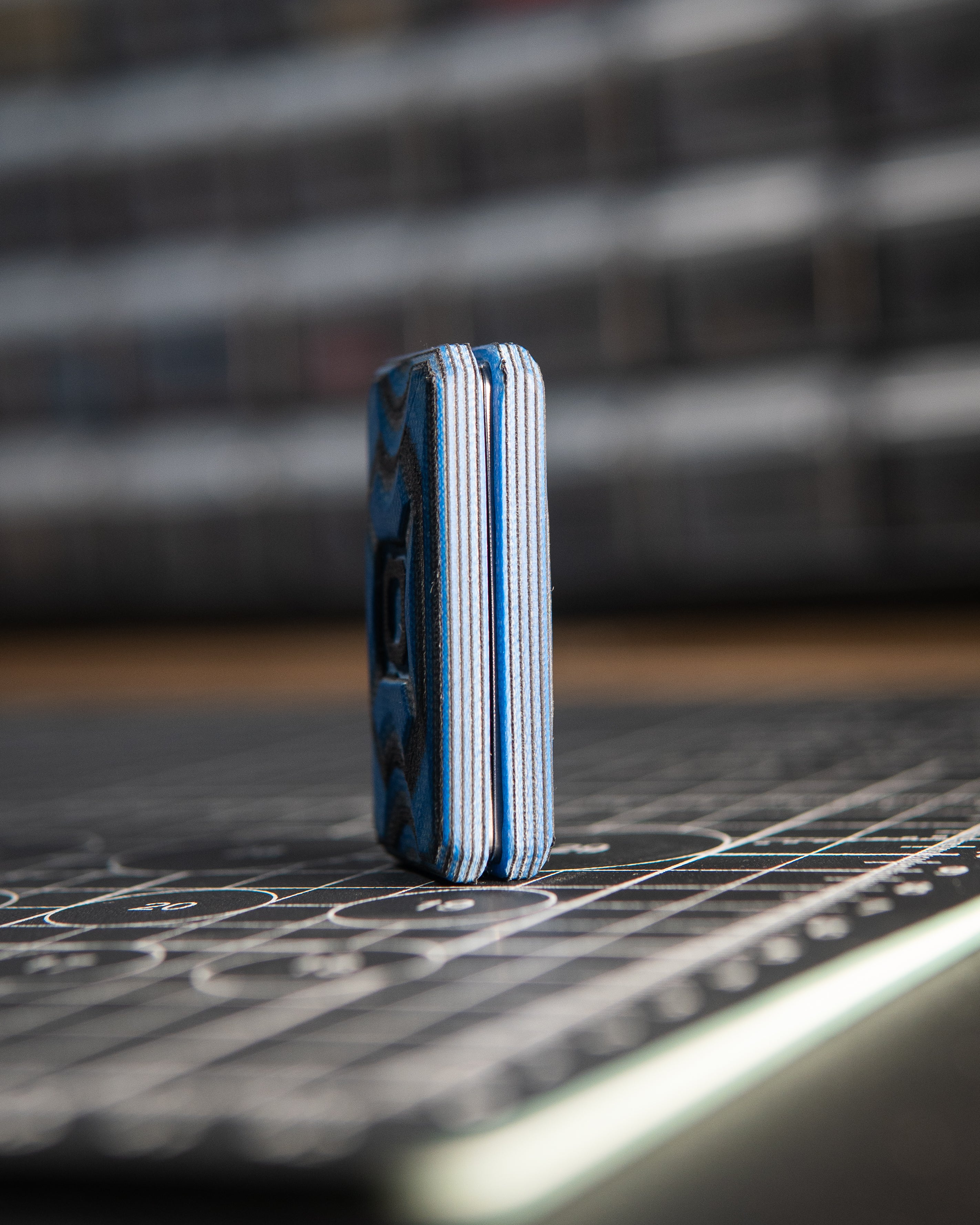Echo Appa Pro Tile Fidget Slider - Maker's Chioce, AmeraGrip Layered Blue G10 w/Rubber