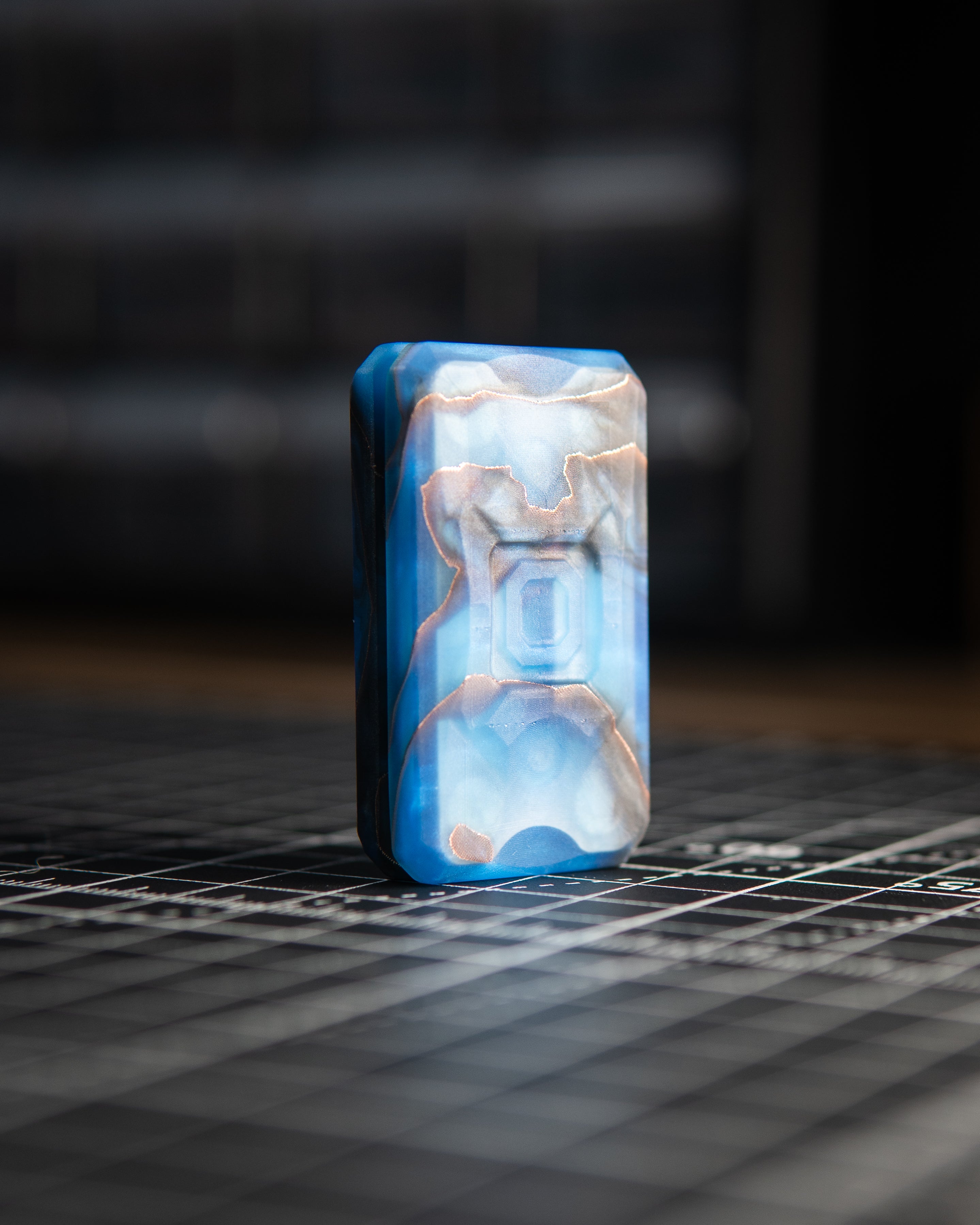 Echo Appa Pro Tile Fidget Slider - Maker's Choice, Blue Resin Copper Net Infused