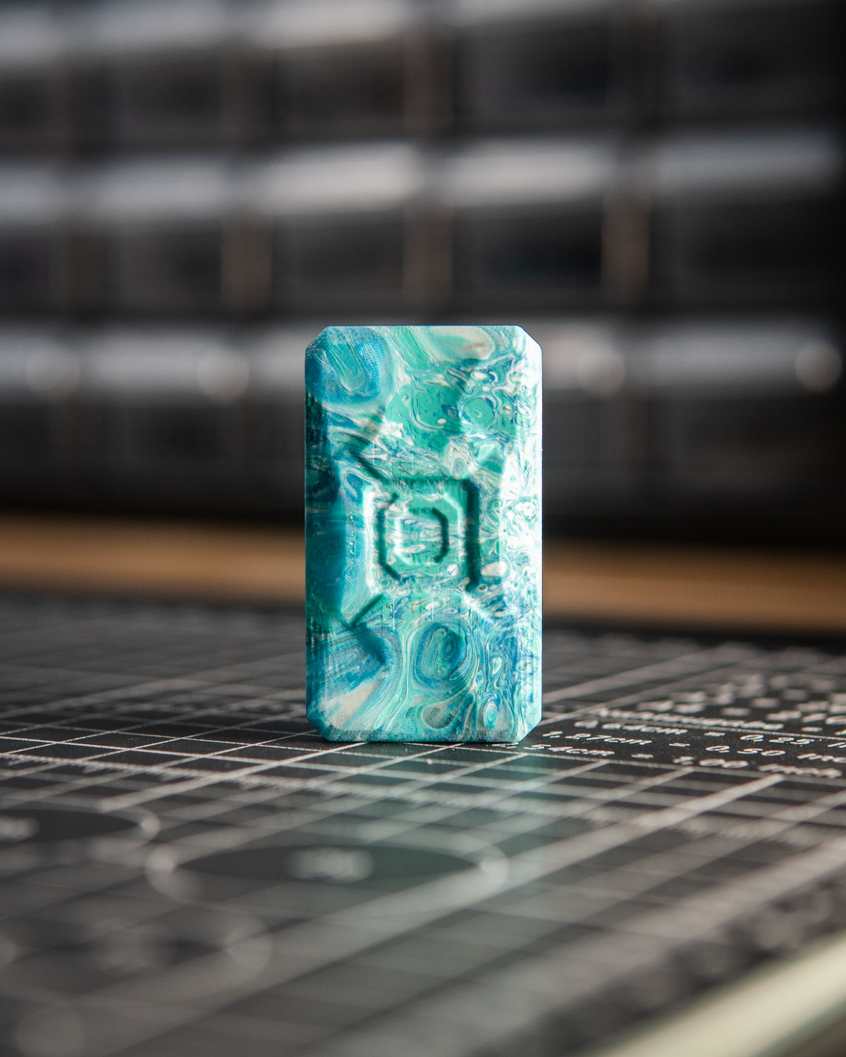Echo Appa Pro Tile Fidget Slider - Resin Blue Swirl